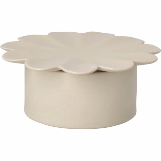 Das Bild zeigt die Servierdose beige D.12,9cm H.5,2cm. Die Dose eignet sich zum stilvollen Servieren und Aufbewahren.