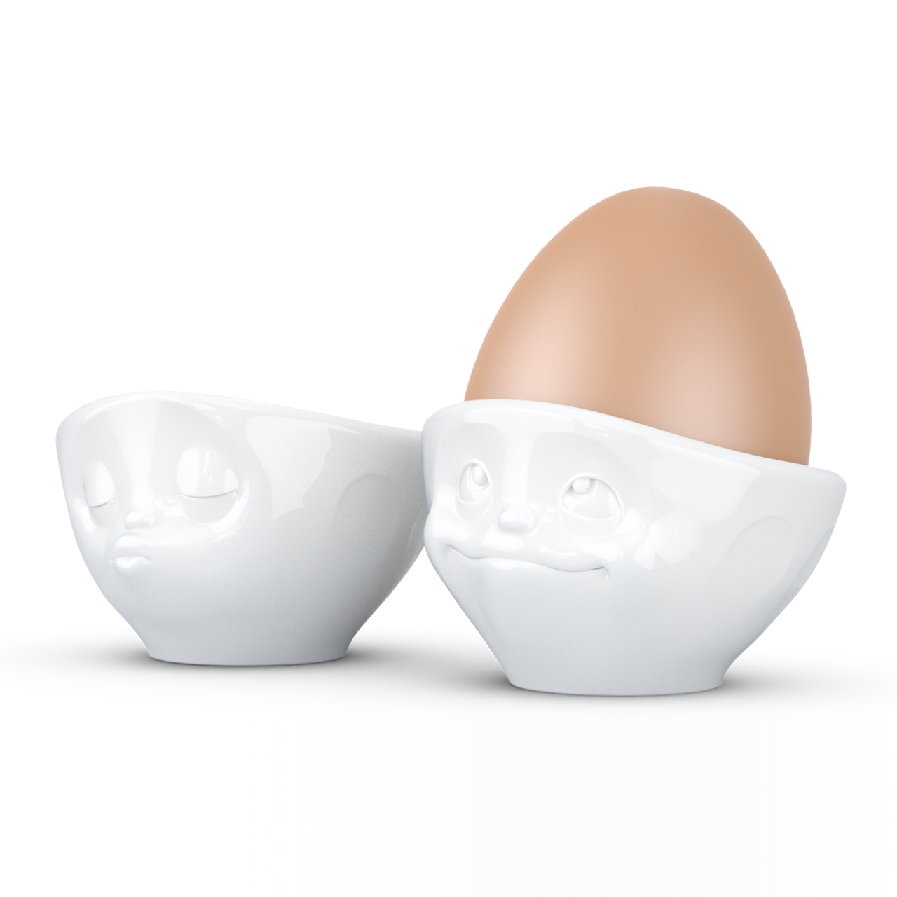 Eierbecher-Set Nr.1 küssend/verträumt, weiß