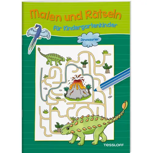 Malen und Rätseln für Kindergartenkinder. Dinosaur
