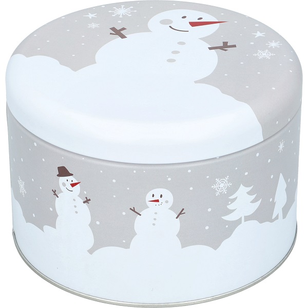 Runde Gebäckdose mit dem Motiv Christmas Animals in Größe L. Die Dose ist ideal für weihnachtliche Leckereien.
