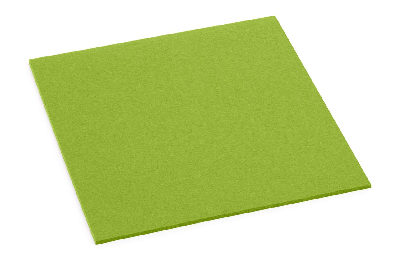 Das Bild zeigt einen quadratischen Untersetzer in der Farbe Maigrün. Der Untersetzer hat eine Größe von 9x9 cm.