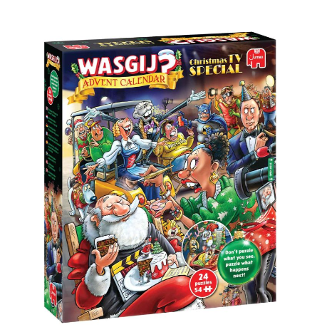Dieses Bild zeigt den Wasgij Adventskalender 2026. Der Adventskalender wurde für Puzzlespaß in der Vorweihnachtszeit gestaltet.