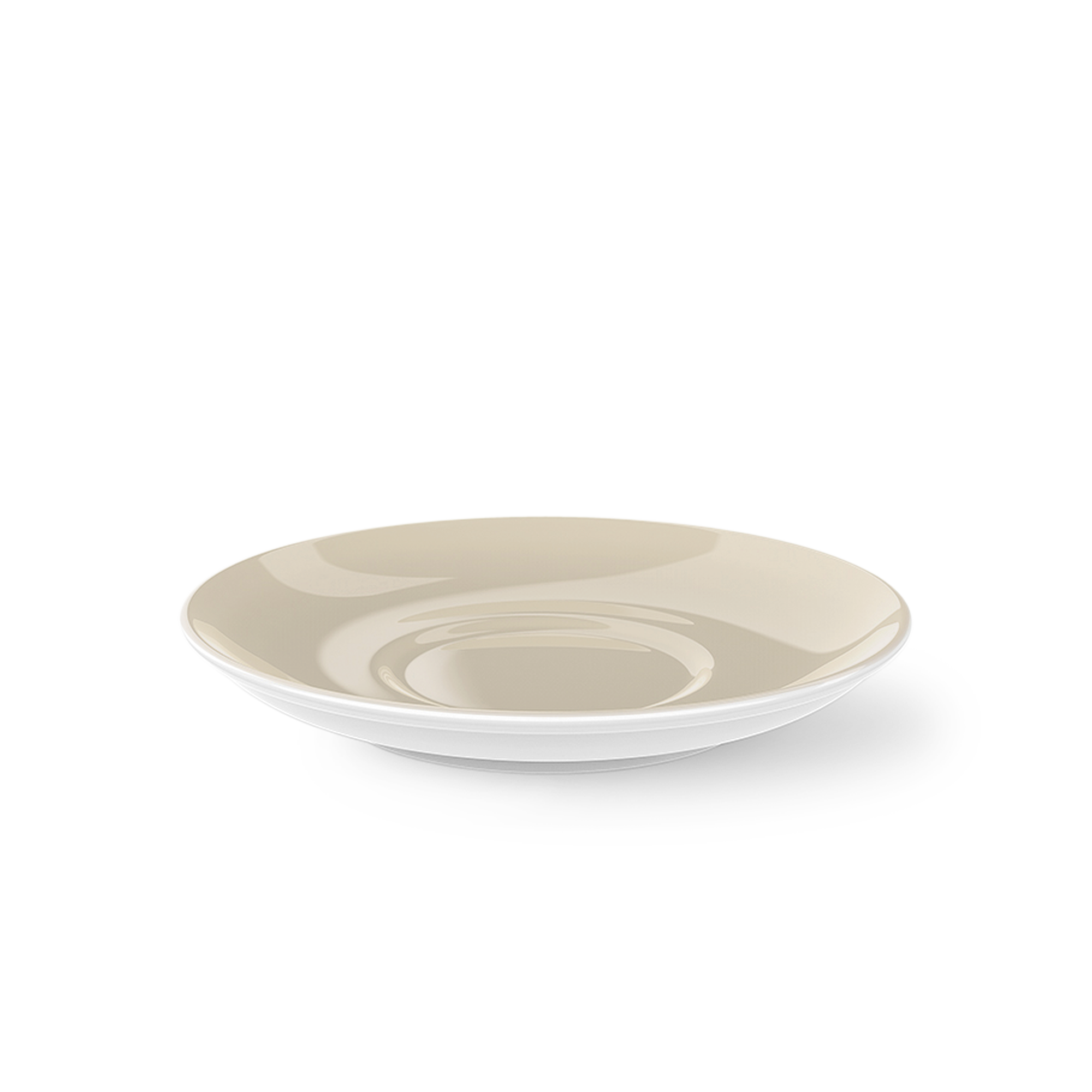 Dies ist eine Cappuccino Untertasse mit einem Durchmesser von 16 cm in Sandfarbe. Sie ist Teil der Solid Color Serie.
