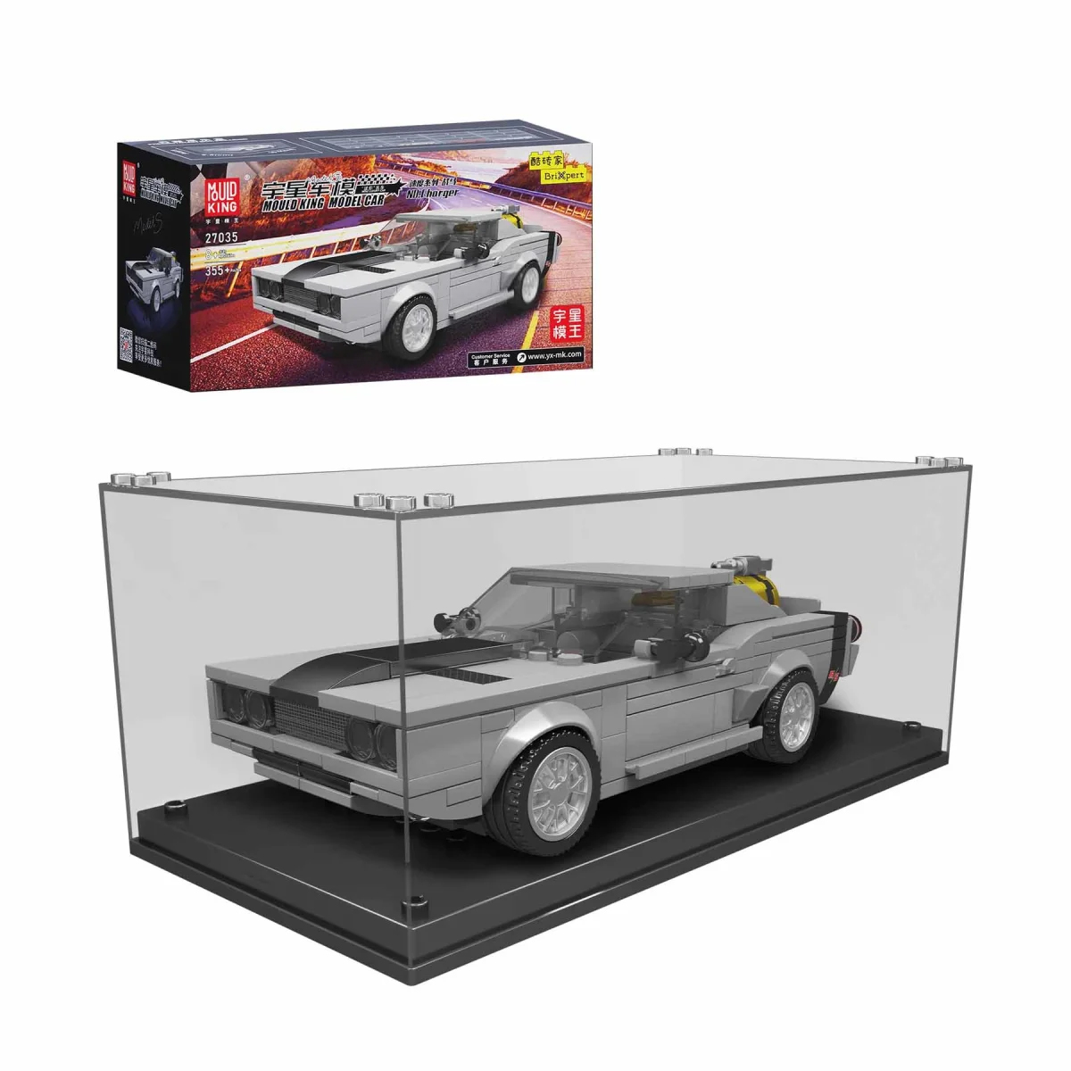Zu sehen ist das Modell Mould King® 27035 Chqrger + Showcase. Es ist für Modellbauer und Auto-Fans geeignet.