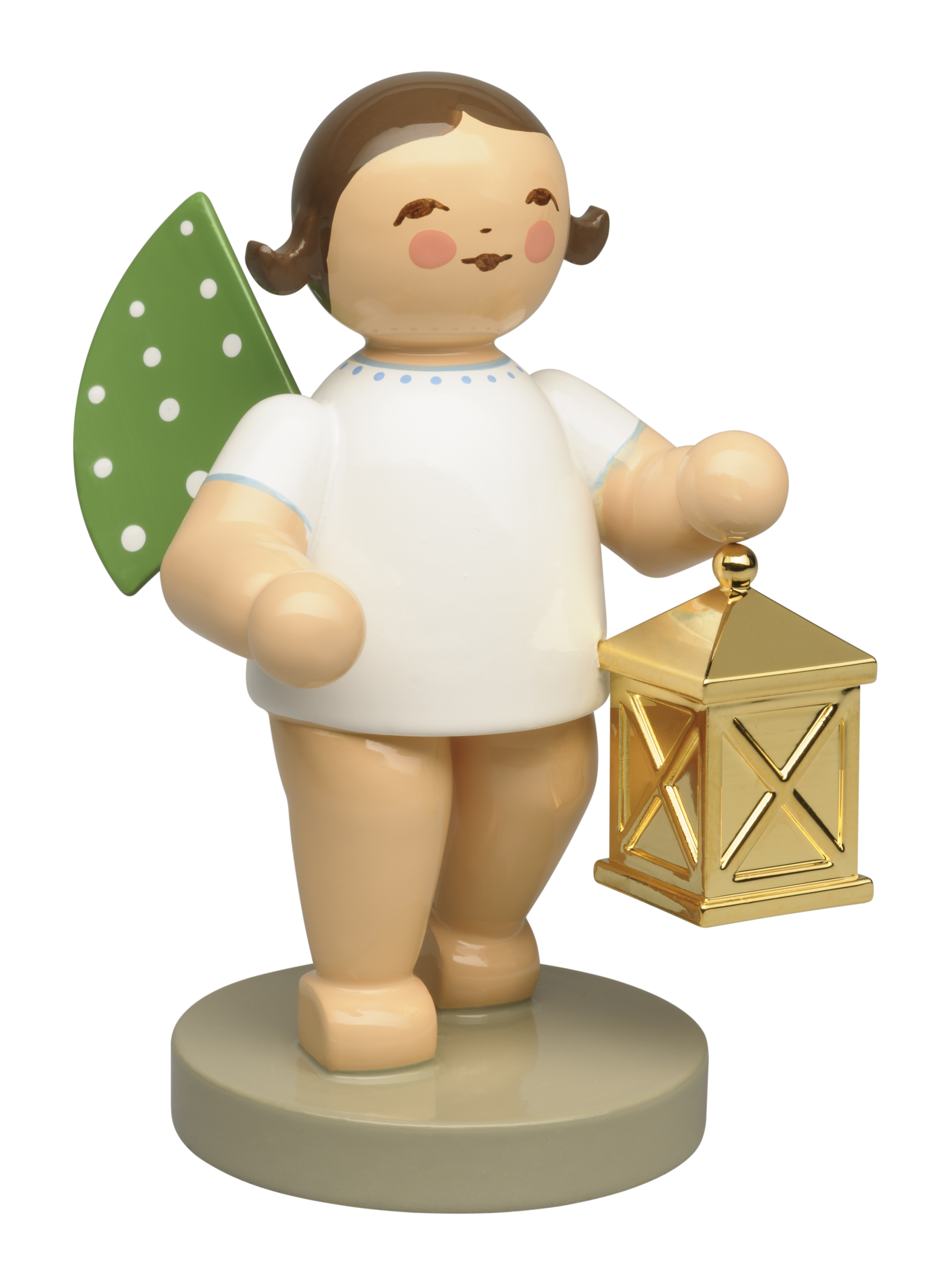 Weggefährte Engel mit Laterne vergoldet 2025 wird dargestellt. Der Engel trägt eine vergoldete Laterne.