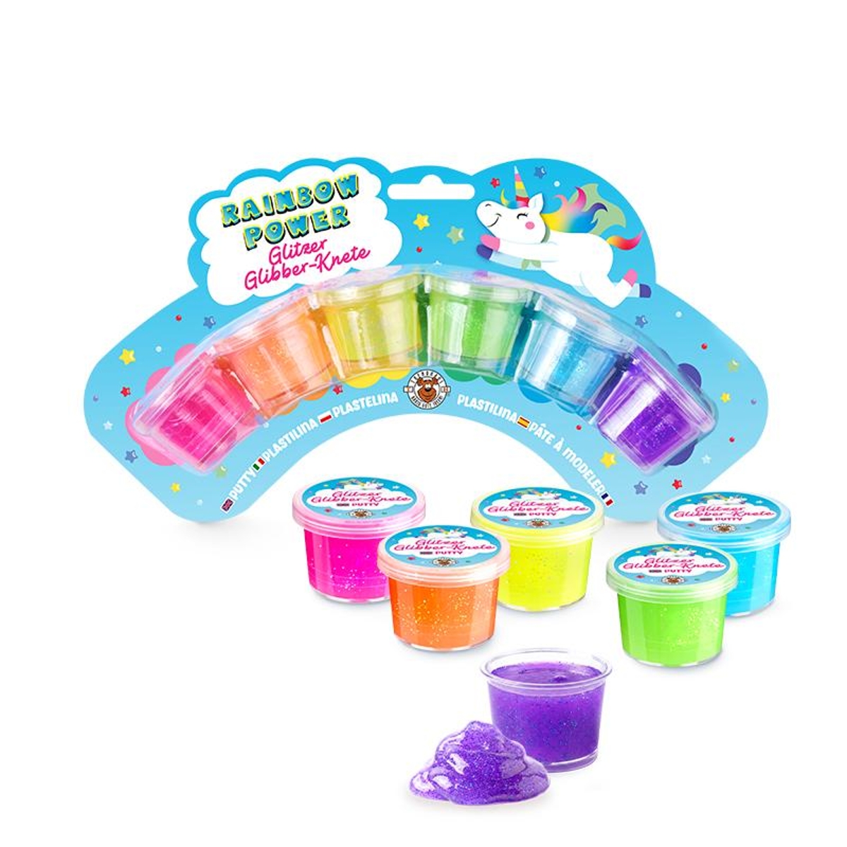 Trendhaus Mehrfarbig Glitzer-Glibber-Knetset 6X 16 G - Image 3