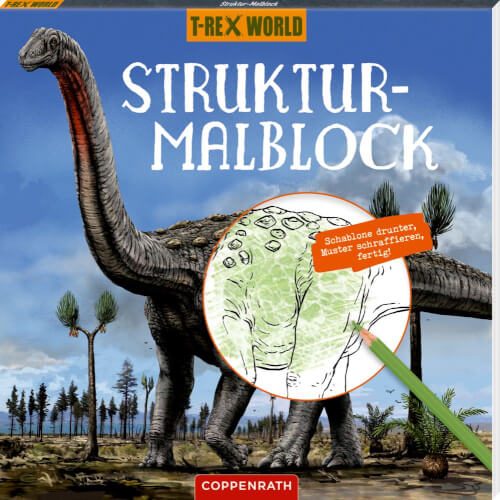 T-Rex World - Struktur-Malblock mit Schraffur-Scha
