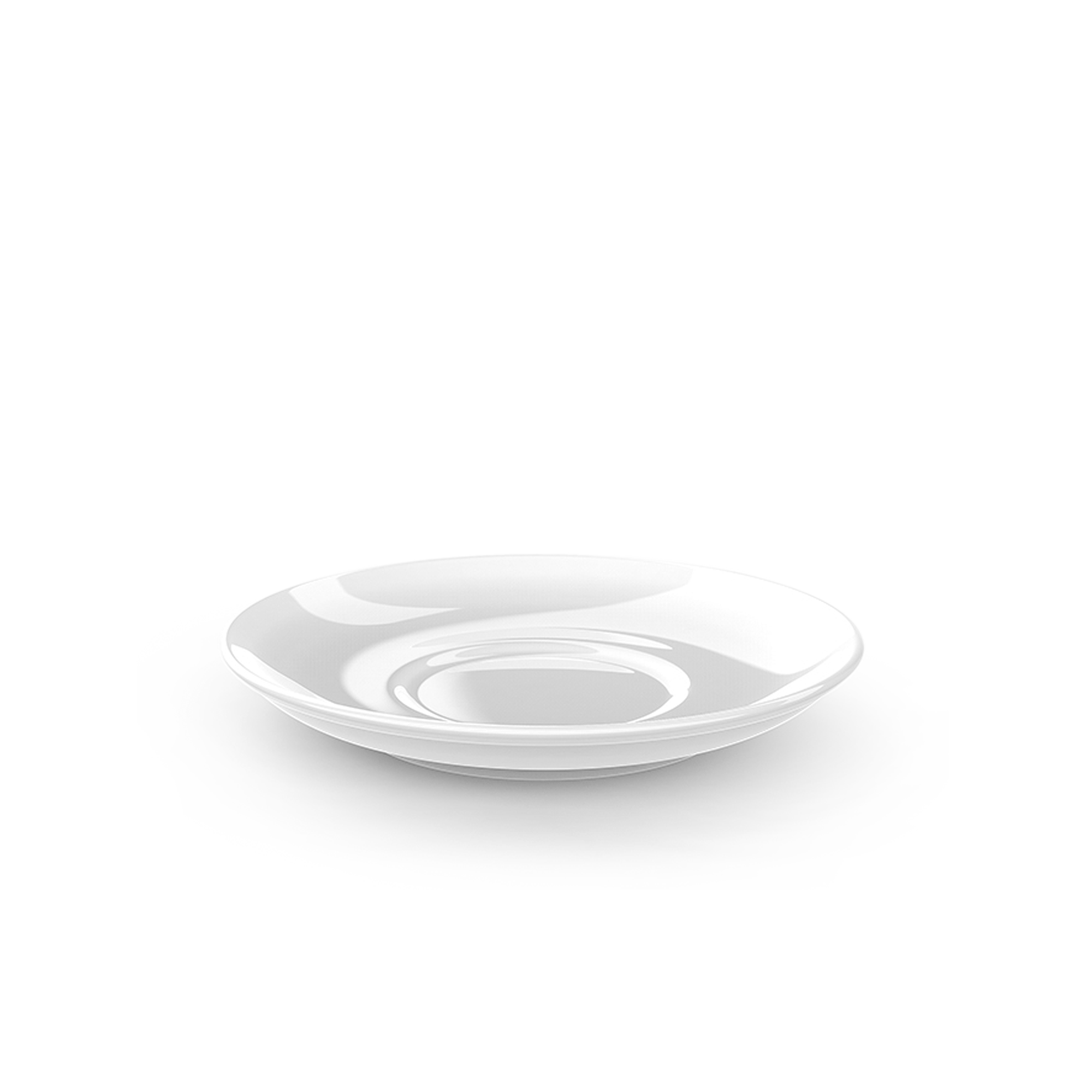 Eine Kaffee-Untertasse mit 14,5 cm Durchmesser in Weiß. Das Produkt heißt 'Kaffee Untertasse 14,5 cm Weiß Solid Color'.