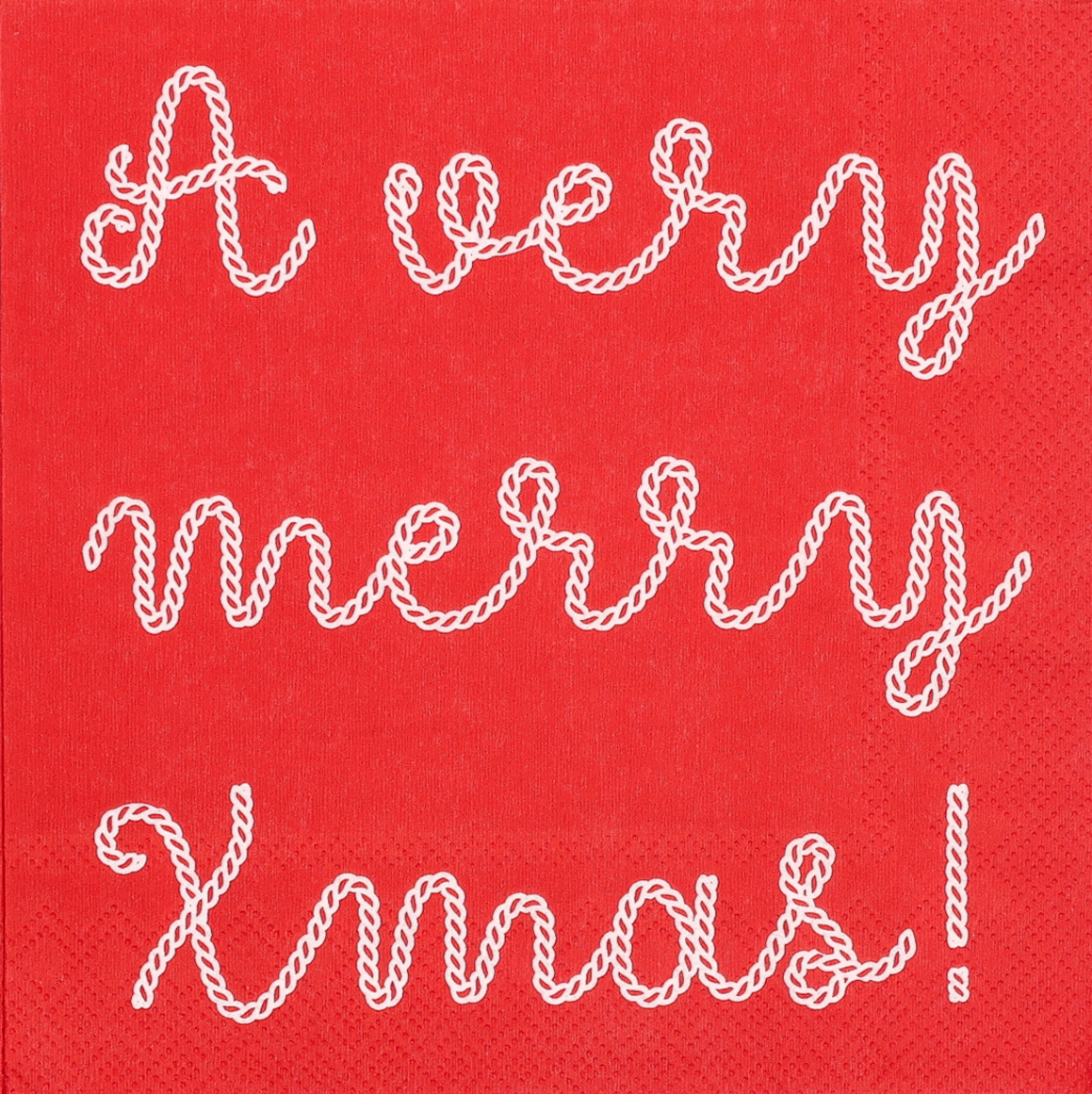 Lunchserviette mit Spruch 'A very merry Xmas'. Die Serviette ist dekorativ für das Weihnachtsessen.