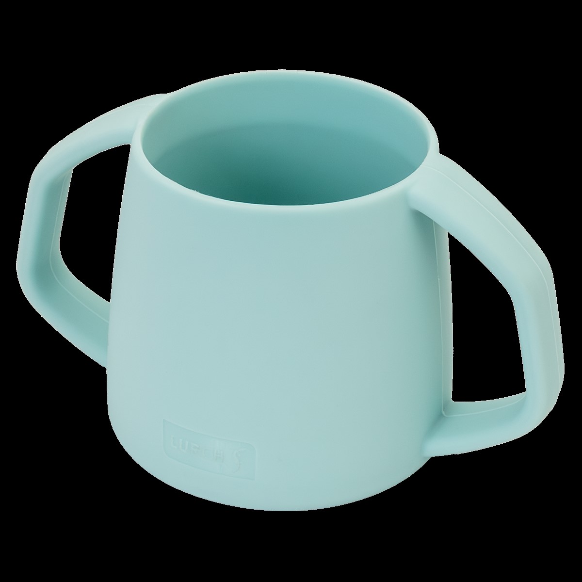 Der Little Lurch Trinkbecher Harmony Mint ist ein mintgrüner Becher mit zwei großen Griffen. Er besteht aus Kunststoff und ist ideal für Kinder oder Menschen mit eingeschränkter Handmotorik.