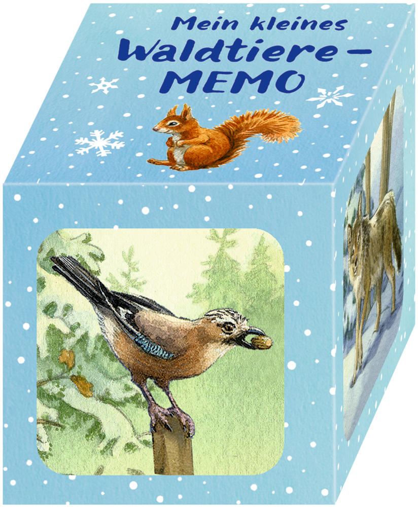 Das Foto zeigt den Memo-Adventskalender 'Die Tiere Im Winterwald'. Der Kalender enthält verschiedene Tiere in einer winterlichen Umgebung.