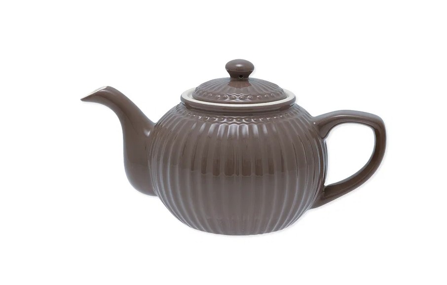 Die Teekanne Alice in Dunkelschokolade ist abgebildet. Sie hat eine elegante, dunkle Farbgebung.