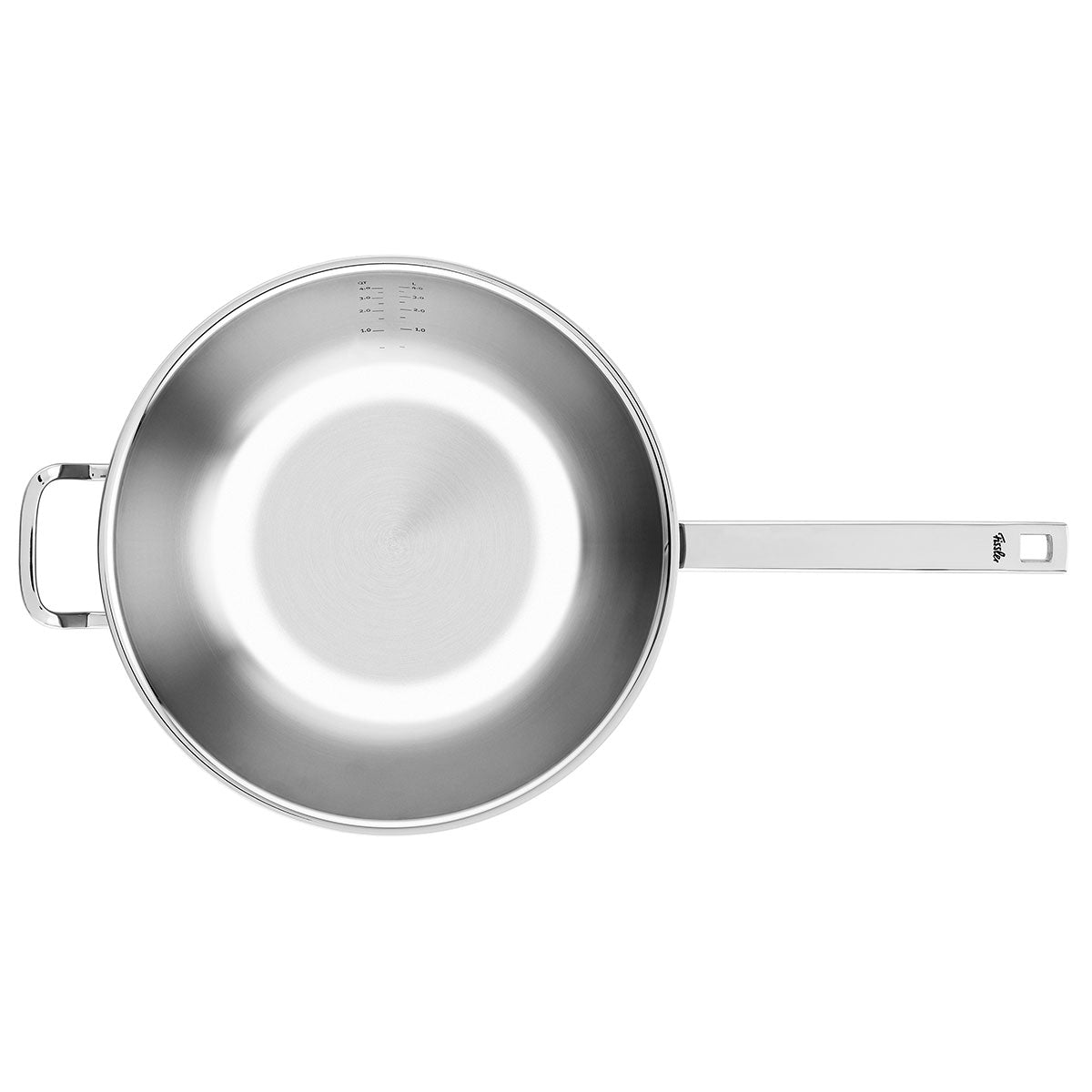 Ein Wok der Original-Profi-Collection von Fissler ist abgebildet. Er besitzt einen Durchmesser von 32 cm.