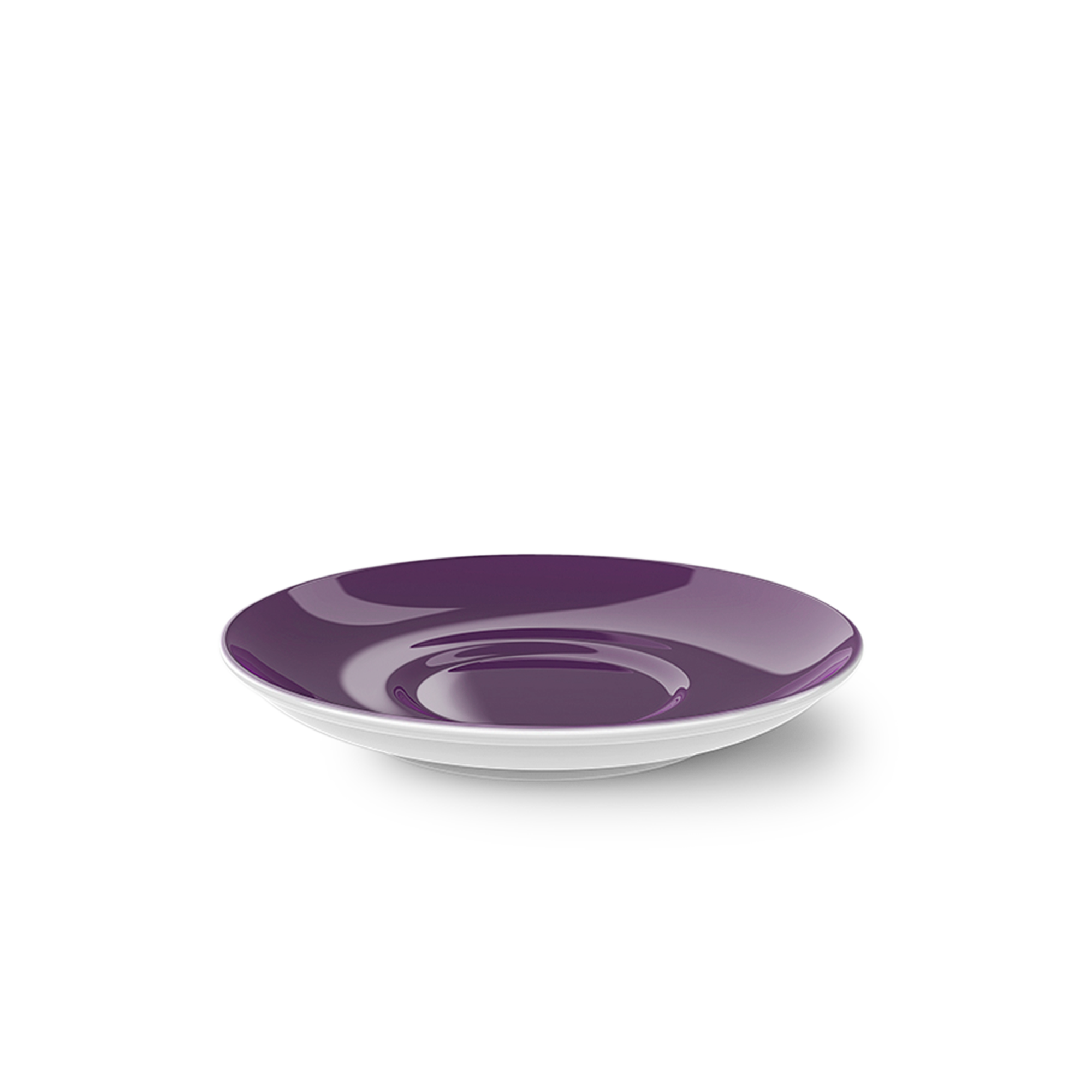 Kaffee Untertasse 14,5 cm Pflaume Solid Color ist auf diesem Bild zu sehen. Die Untertasse ist in einer kräftigen Pflaumenfarbe gehalten.