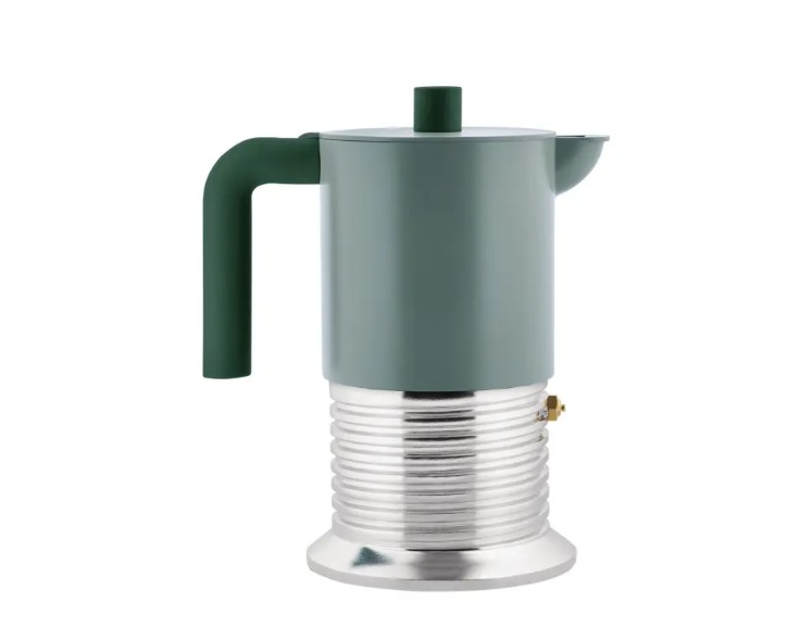 VITE Espressomaschine in Grün mit 6 Tassen Kapazität. Diese Maschine ist ideal für größere Kaffeemengen.