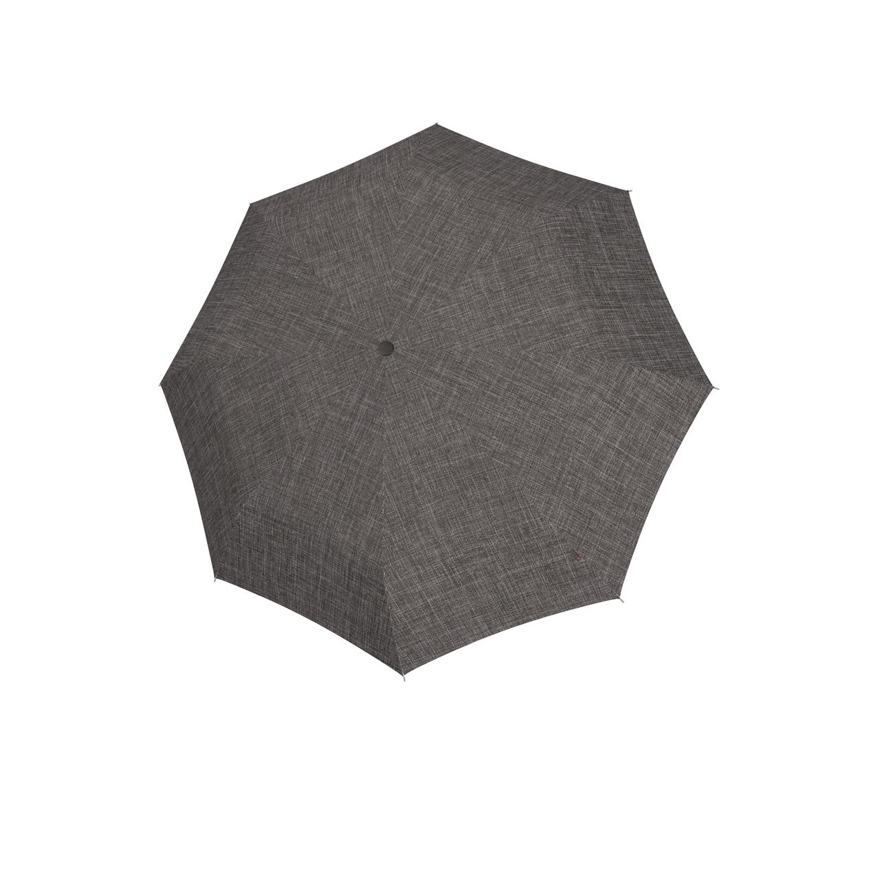 Der Regenschirm "Umbrella pocket duomatic twist silver" ist in einem schlichten, silbergrauen Stoffdesign gehalten. Er bietet zuverlässigen Schutz vor Regen und ist kompakt für unterwegs.