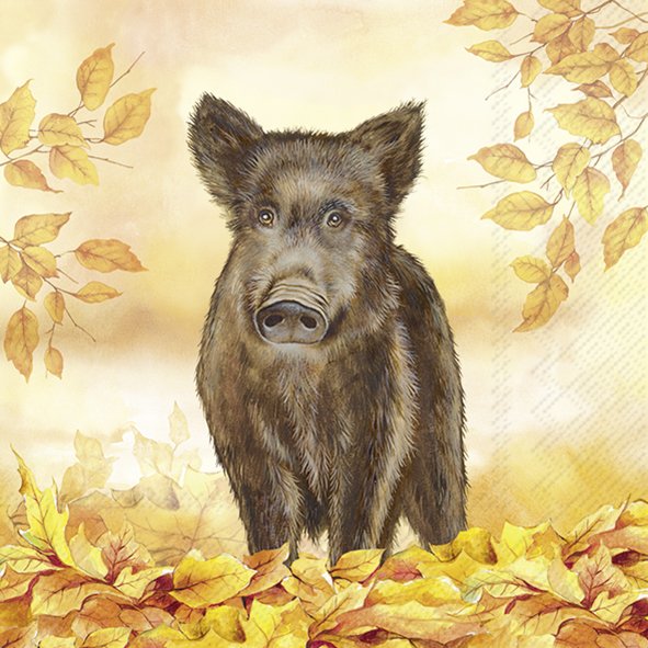 Lunch-Servietten mit Wildschweinmotiv zu sehen. Das Produkt heißt 'Wild Boar Lunch-Servietten'.