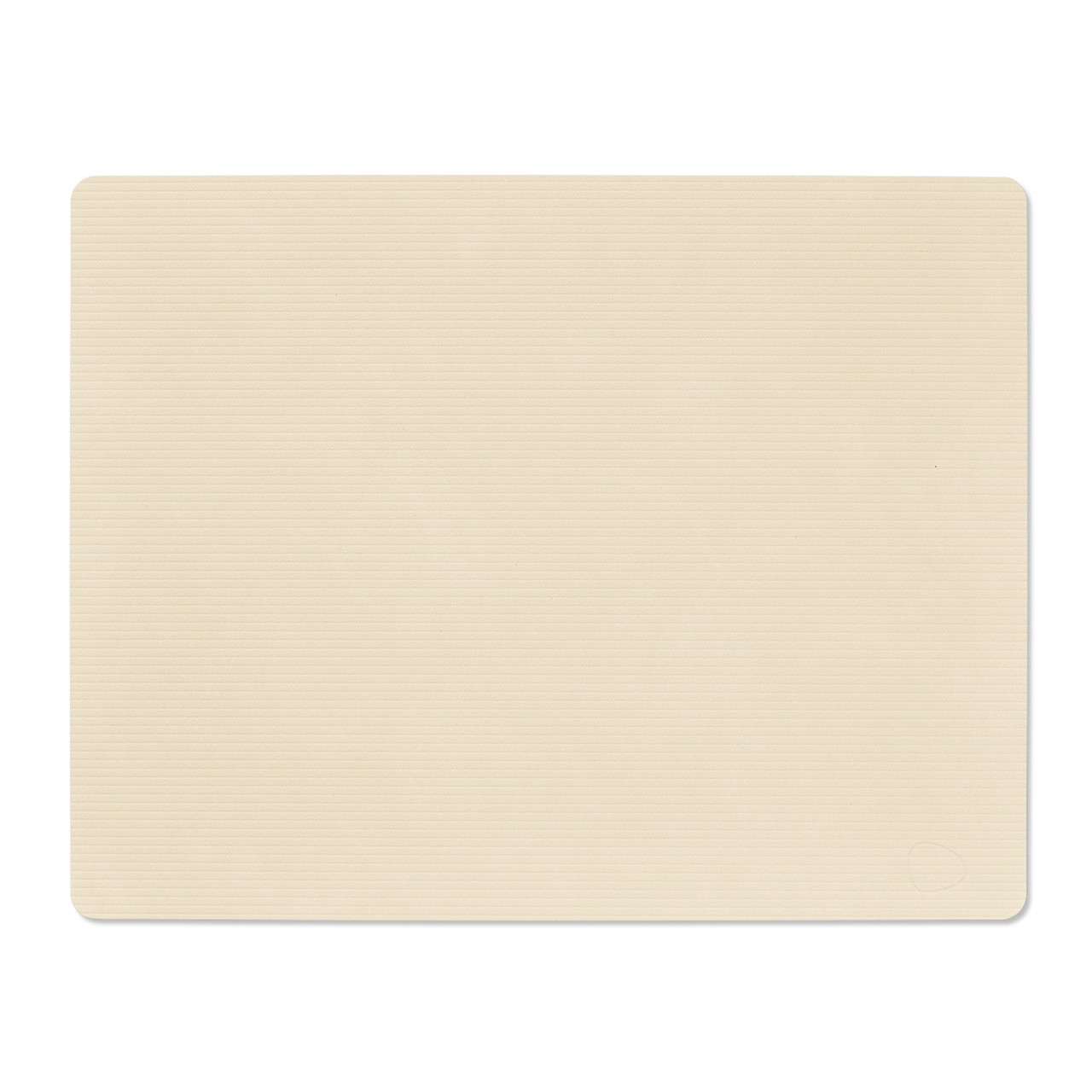 Das Bild zeigt eine rechteckige Tischmatte in der Farbe Vanille. Die Oberfläche hat eine feine Cordstruktur.