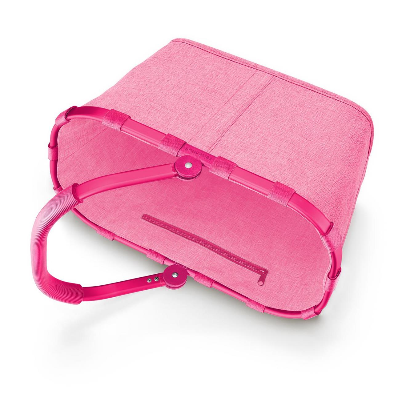 Der Einkaufskorb "Carrybag frame Twist Pink" ist in einem leuchtenden Pink gehalten. Er hat einen stabilen Rahmen und einen praktischen Henkel zum Tragen.