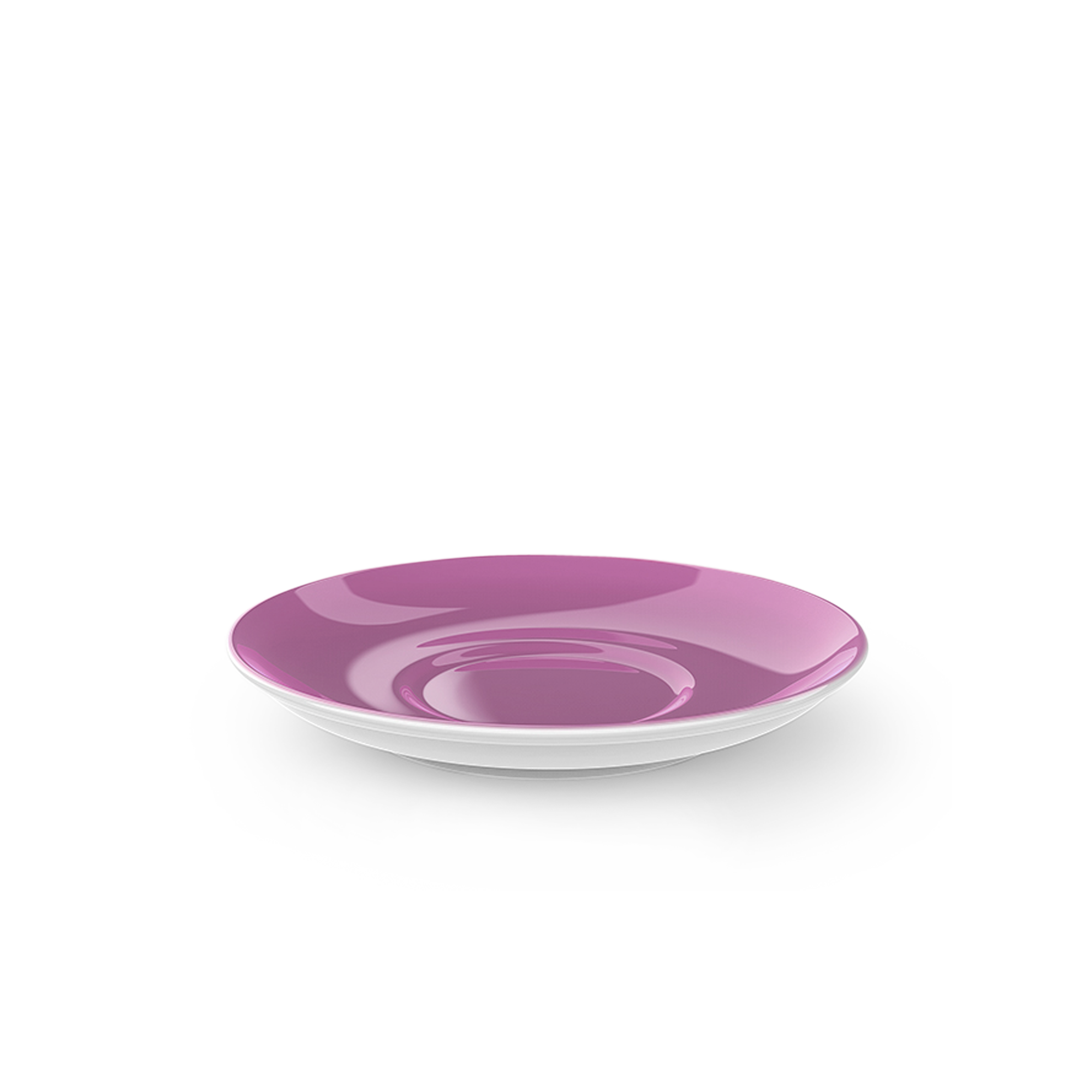 Eine pinkfarbene Kaffee Untertasse mit einem Durchmesser von 14,5 cm ist abgebildet. Die Untertasse gehört zur Solid Color Serie.