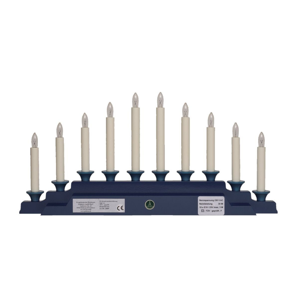 Das Bild zeigt eine Elektrische Beleuchtung für 550/B3OHN mit 10 Kerzen. Sie eignet sich zur festlichen Dekoration und Beleuchtung.