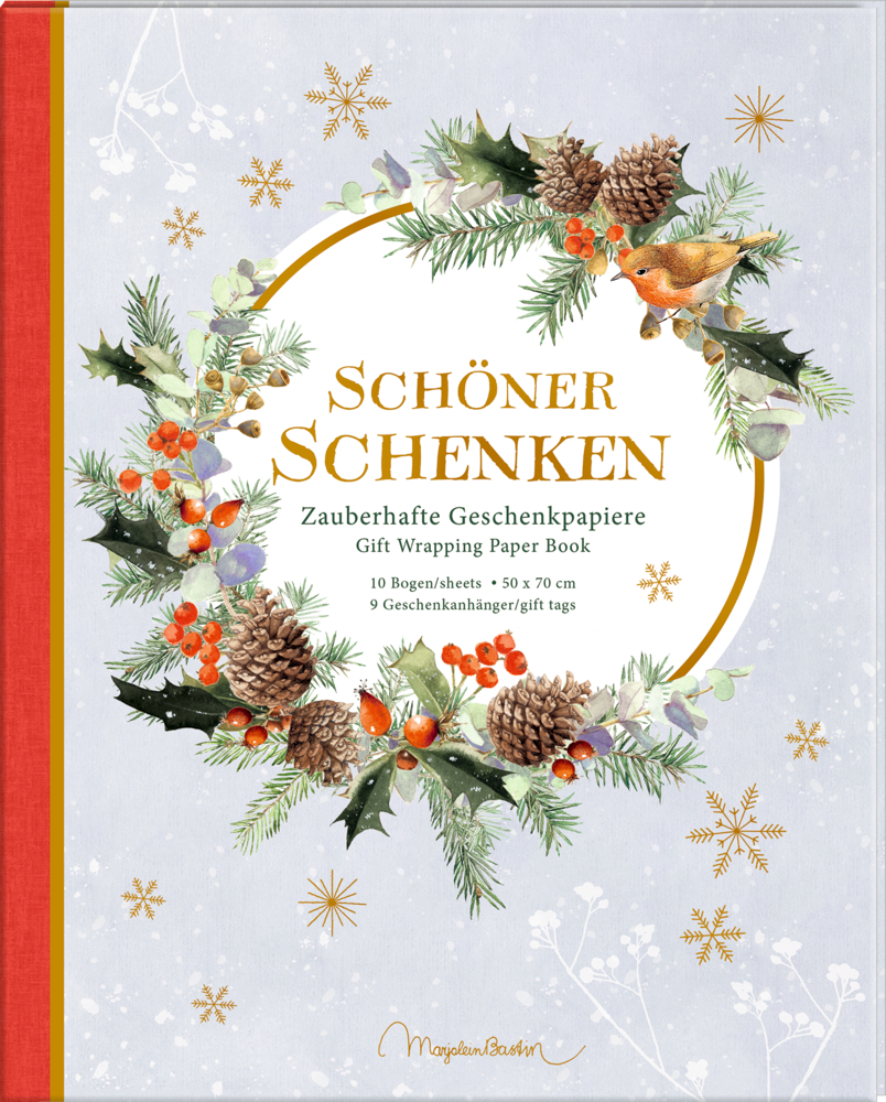 Gezeigt wird das 'Geschenkpapier-Buch Schöner Schenken - Zauberhafte'. Das Buch enthält verschiedene Designs für Geschenkpapier.