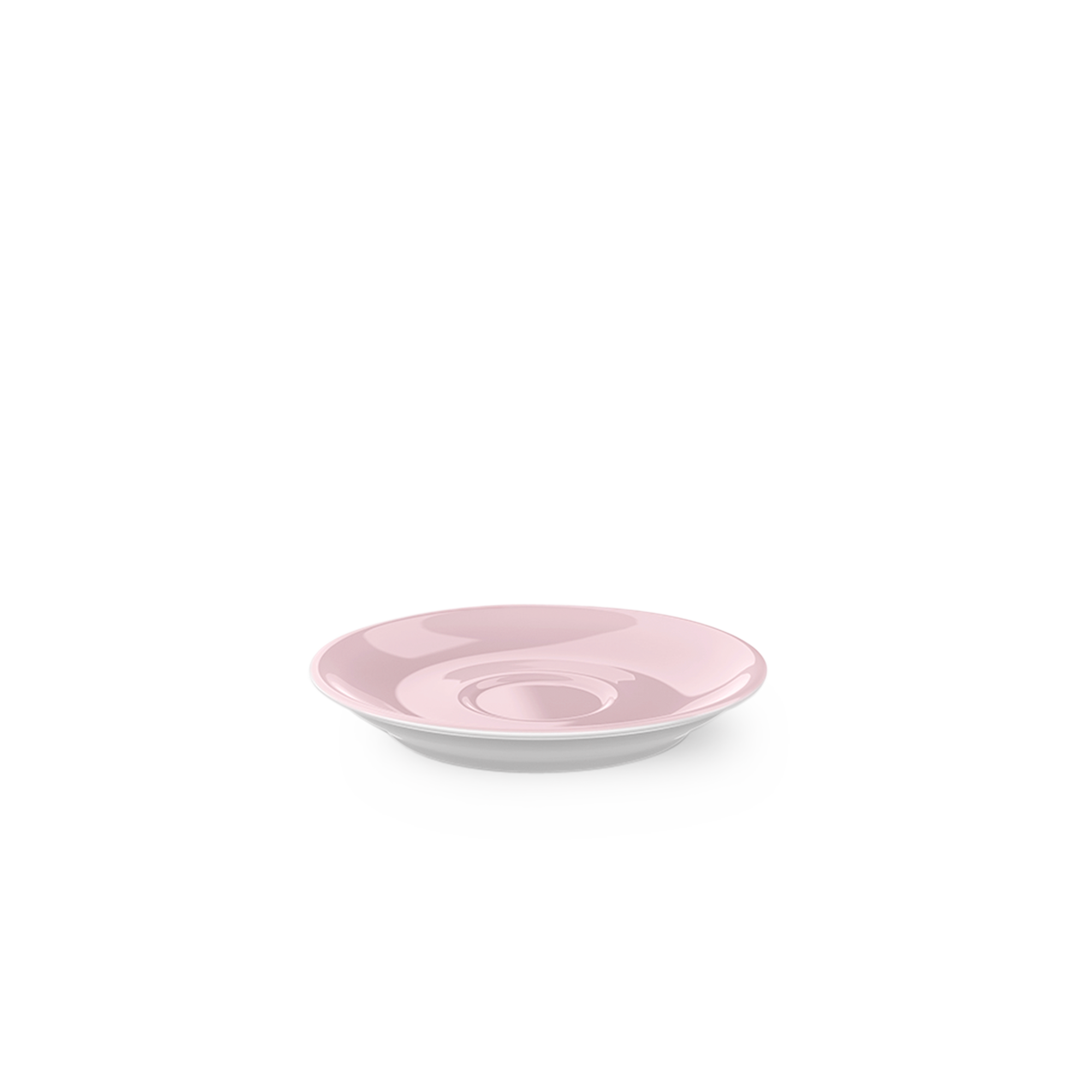 Die Produktabbildung zeigt die Espresso Untertasse Classico in zartrosa, 12 cm. Die Untertasse ist schlicht und elegant gestaltet.