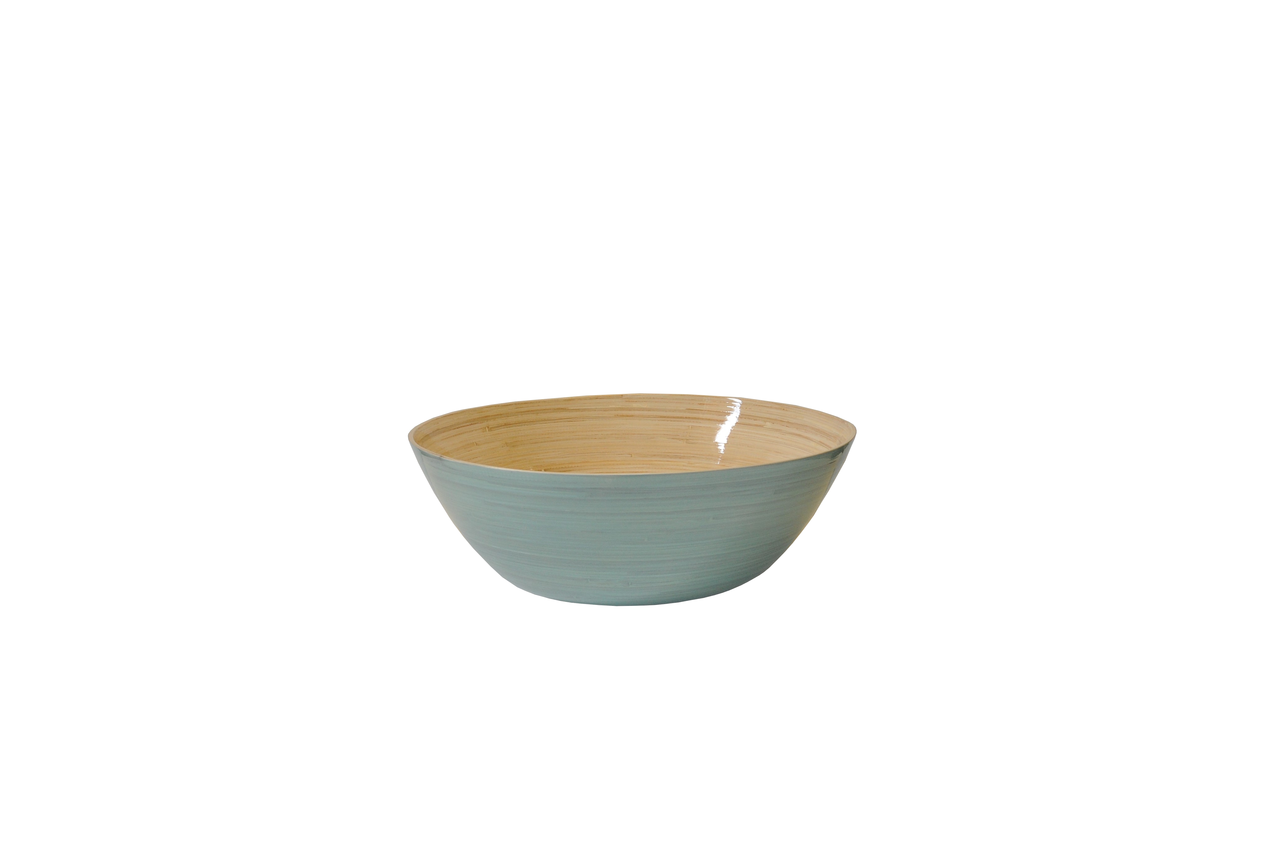 Bambus-Schüssel mit den Maßen 40x14 cm in Eisblau. Sie eignet sich prima für Buffets oder als Obstschale.