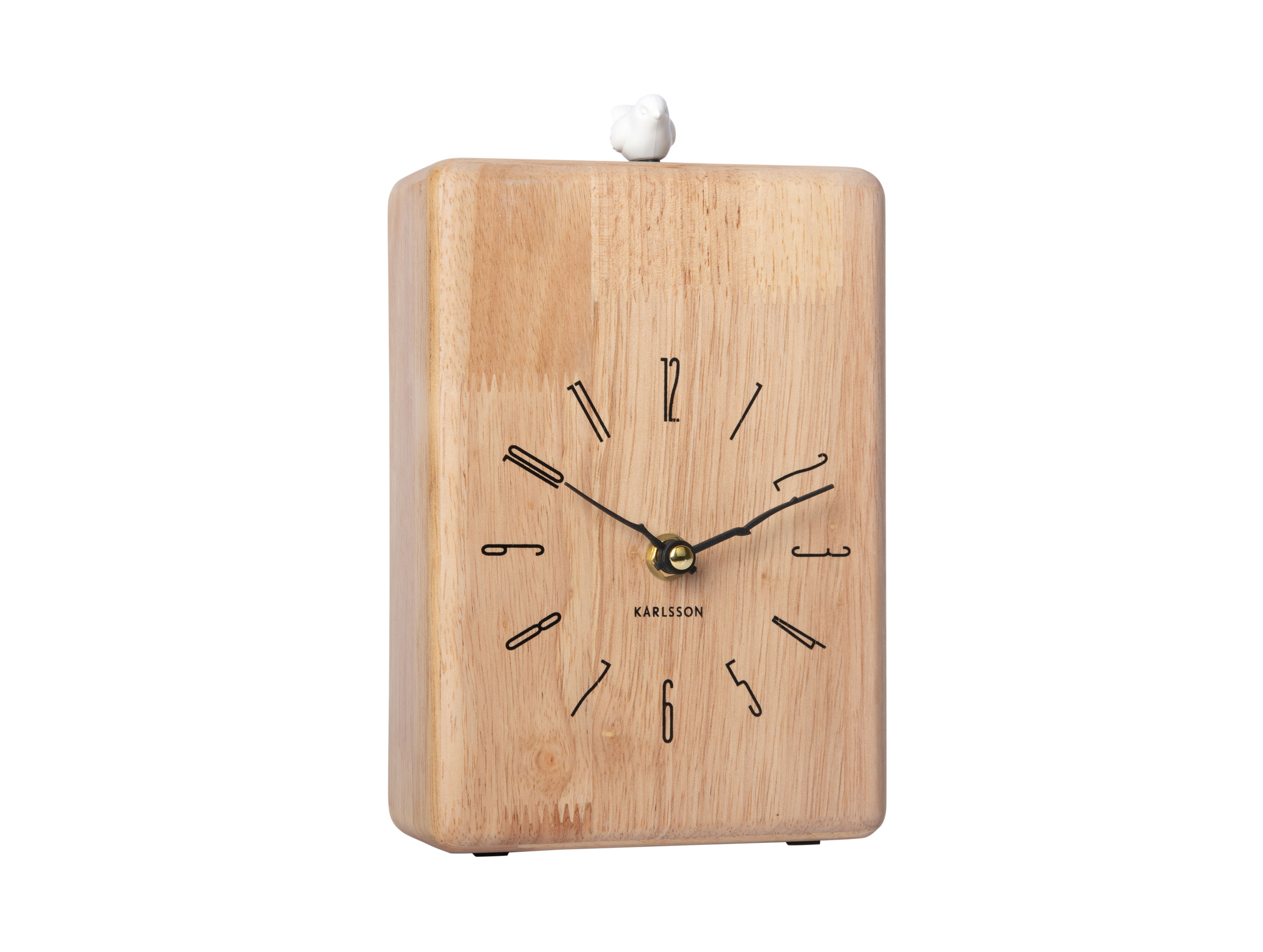Die Wand-/Tischuhr Rama Kuckuck aus hellem Holz ist auf dem Bild zu sehen. Sie hat ein modernes und schlichtes Design.