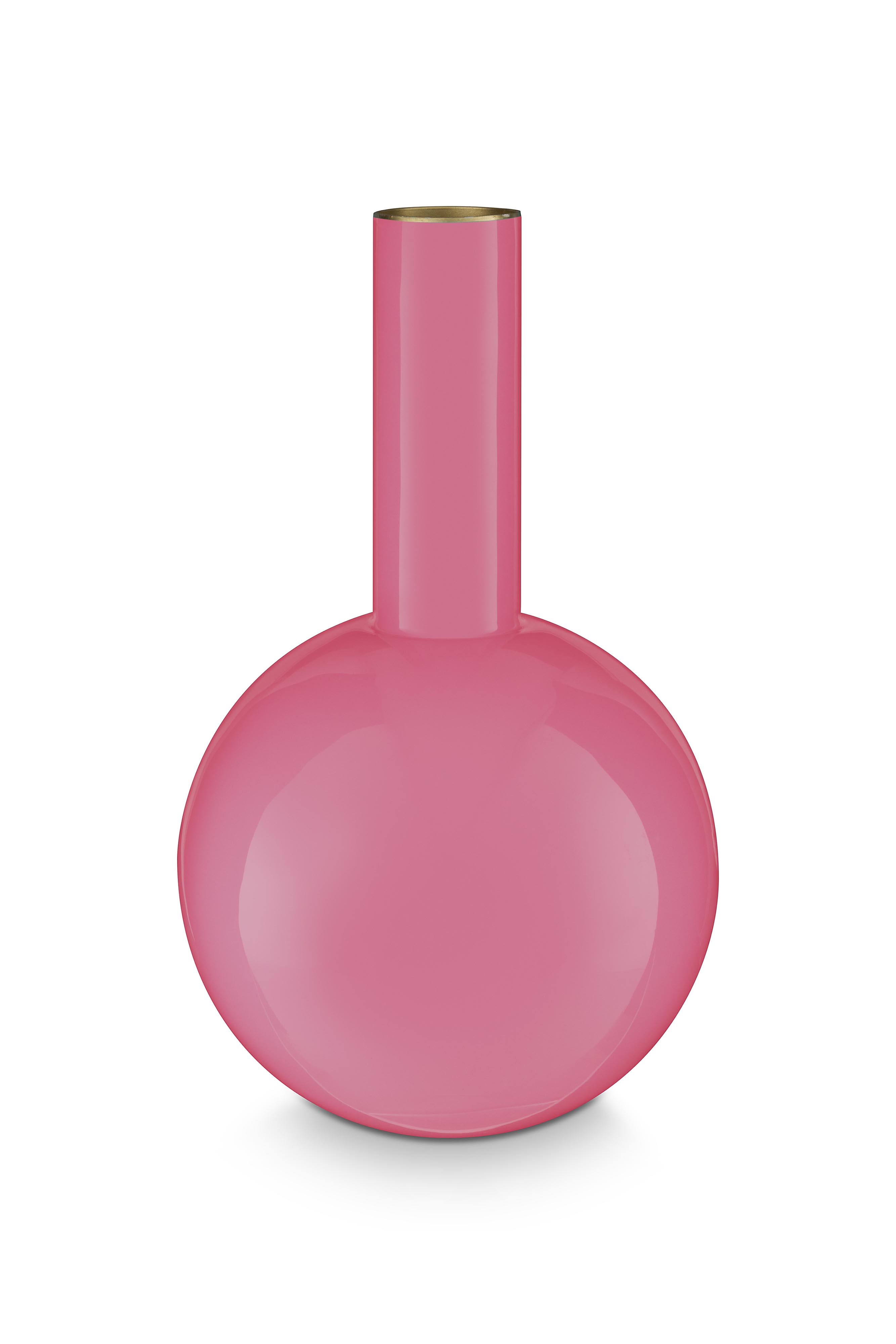 Hier wird die Vase Metal Medium Pink in 19x33 cm gezeigt. Die pinke Farbe macht sie zu einem stilvollen Dekostück.