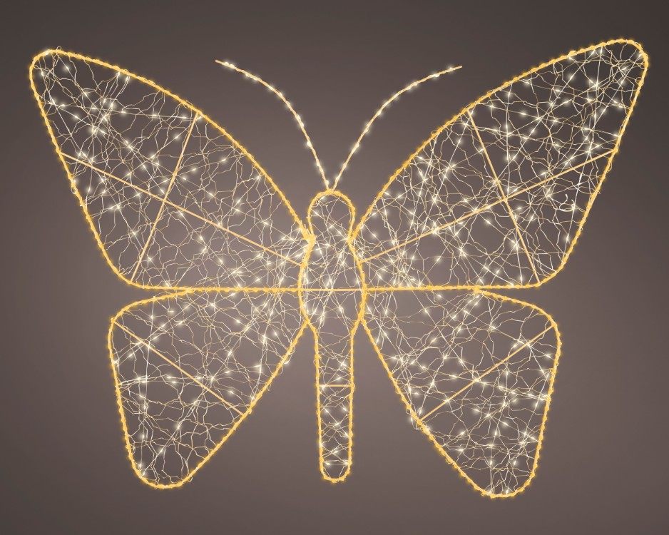 Das Bild zeigt den Micro LED Schmetterling aus Metall mit Flash-Effekt für den Außenbereich. Das Produkt ist auf dem Foto gut erkennbar dargestellt.