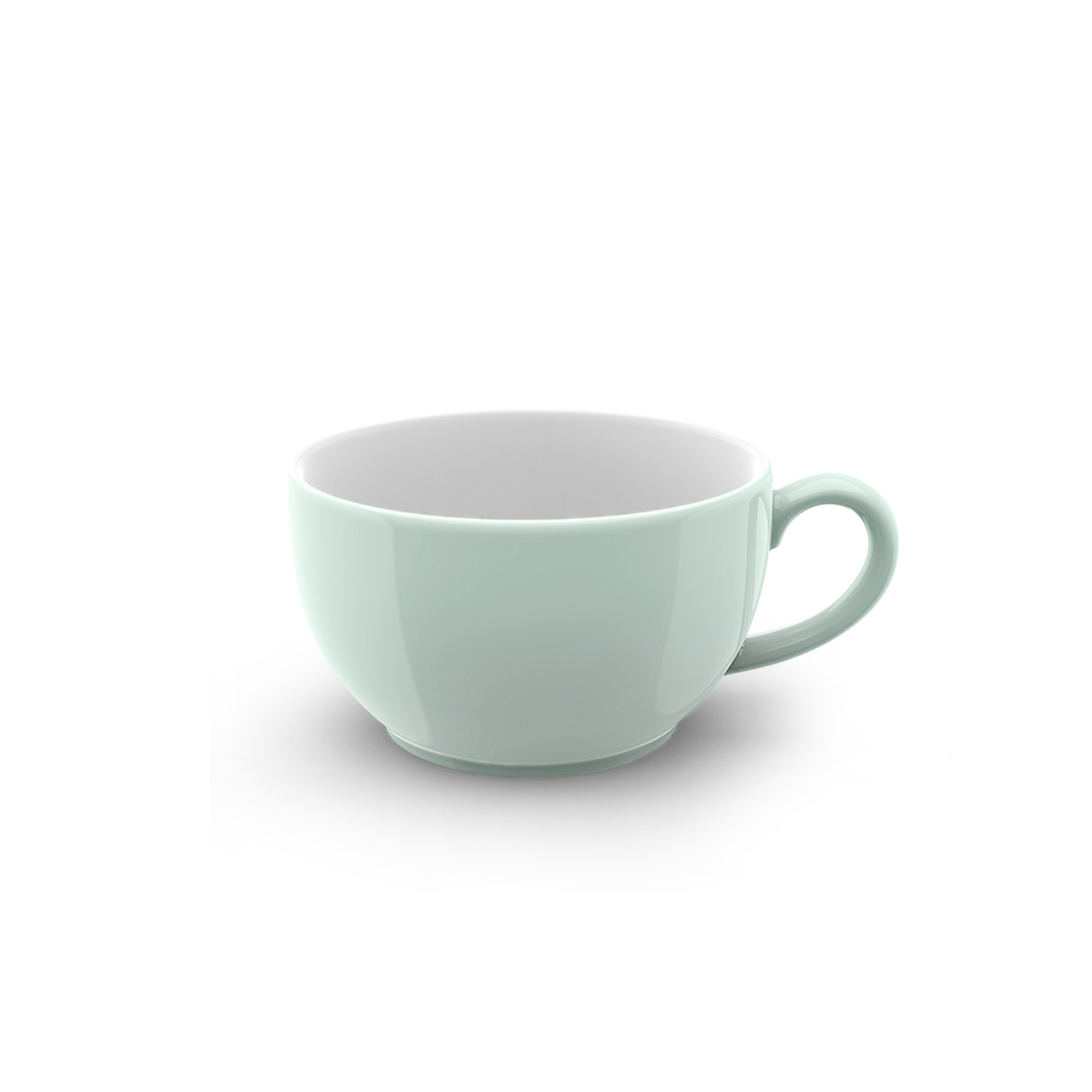 Eine Cappuccino Obertasse aus der Serie Mint Solid Color mit 0,30 l Fassungsvermögen ist abgebildet. Die Tasse hat eine sanfte mintgrüne Farbe.