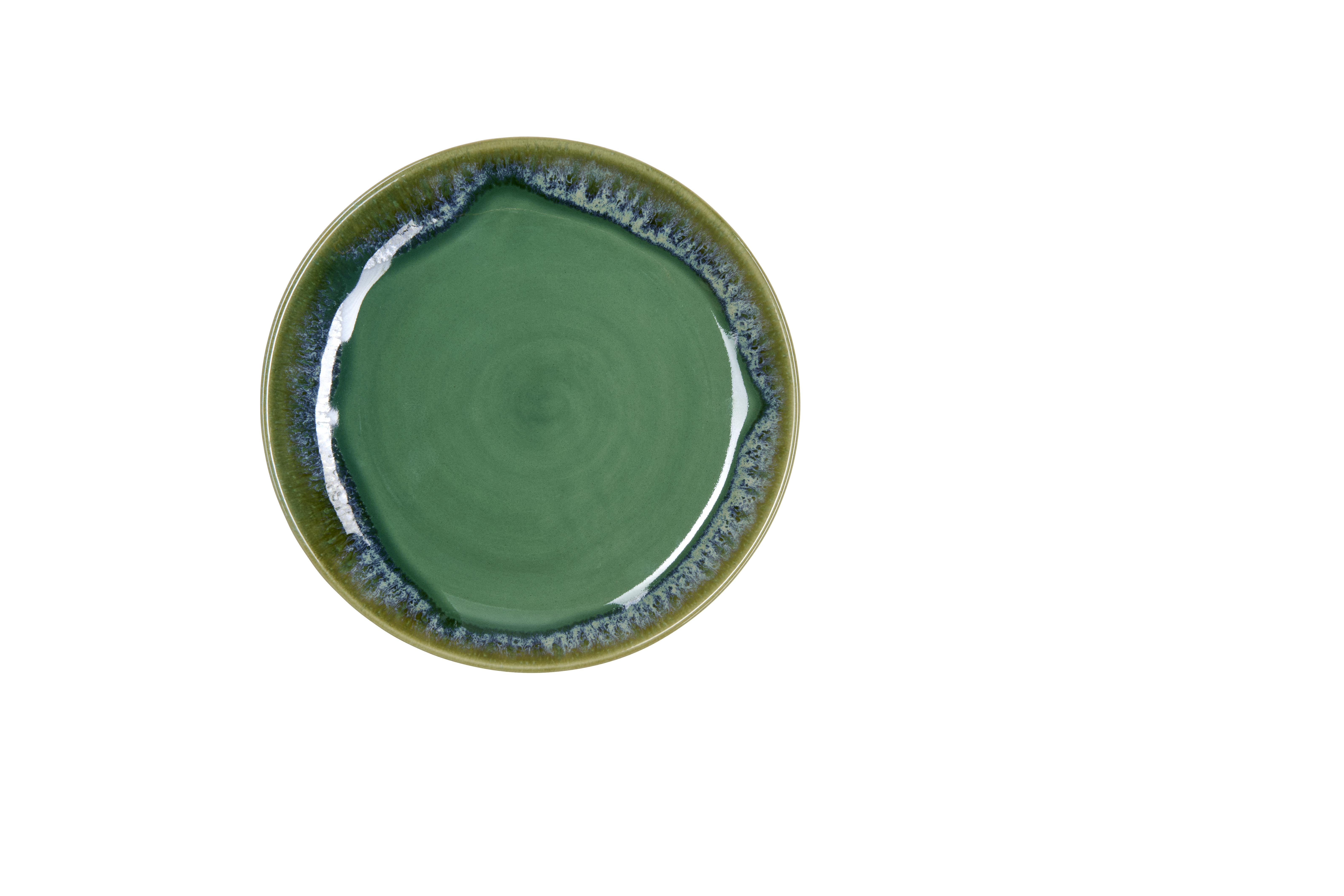 Ein Teller in der Farbe Jade ist abgebildet. Der Teller hat ein schlichtes und elegantes Design.