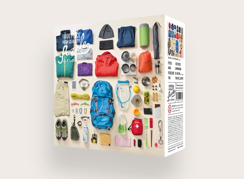 Das Bild zeigt das Produkt 'Puzzle Climbing Gear 1000 Teile'. Es ist ein Puzzle mit 1000 Teilen und dem Thema Kletterausrüstung.