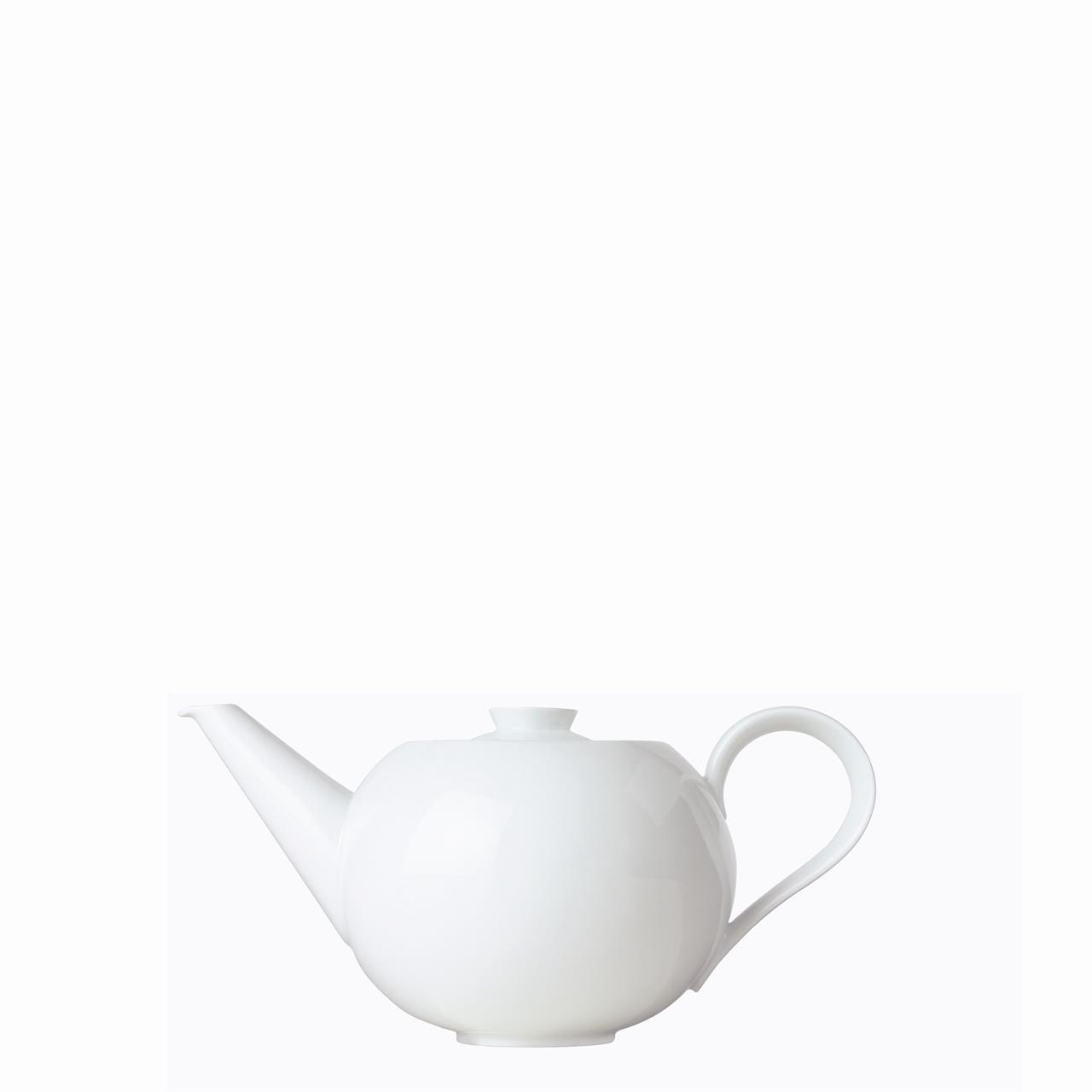 Die Abbildung zeigt eine weiße Teekanne mit einem Fassungsvermögen von 0,60 Litern. Das Design ist schlicht und elegant gehalten.