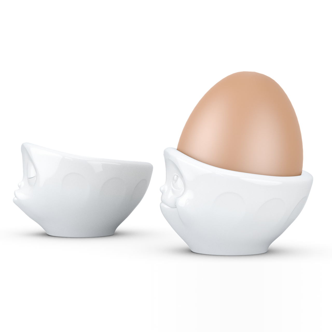 Eierbecher-Set Nr.1 küssend/verträumt, weiß