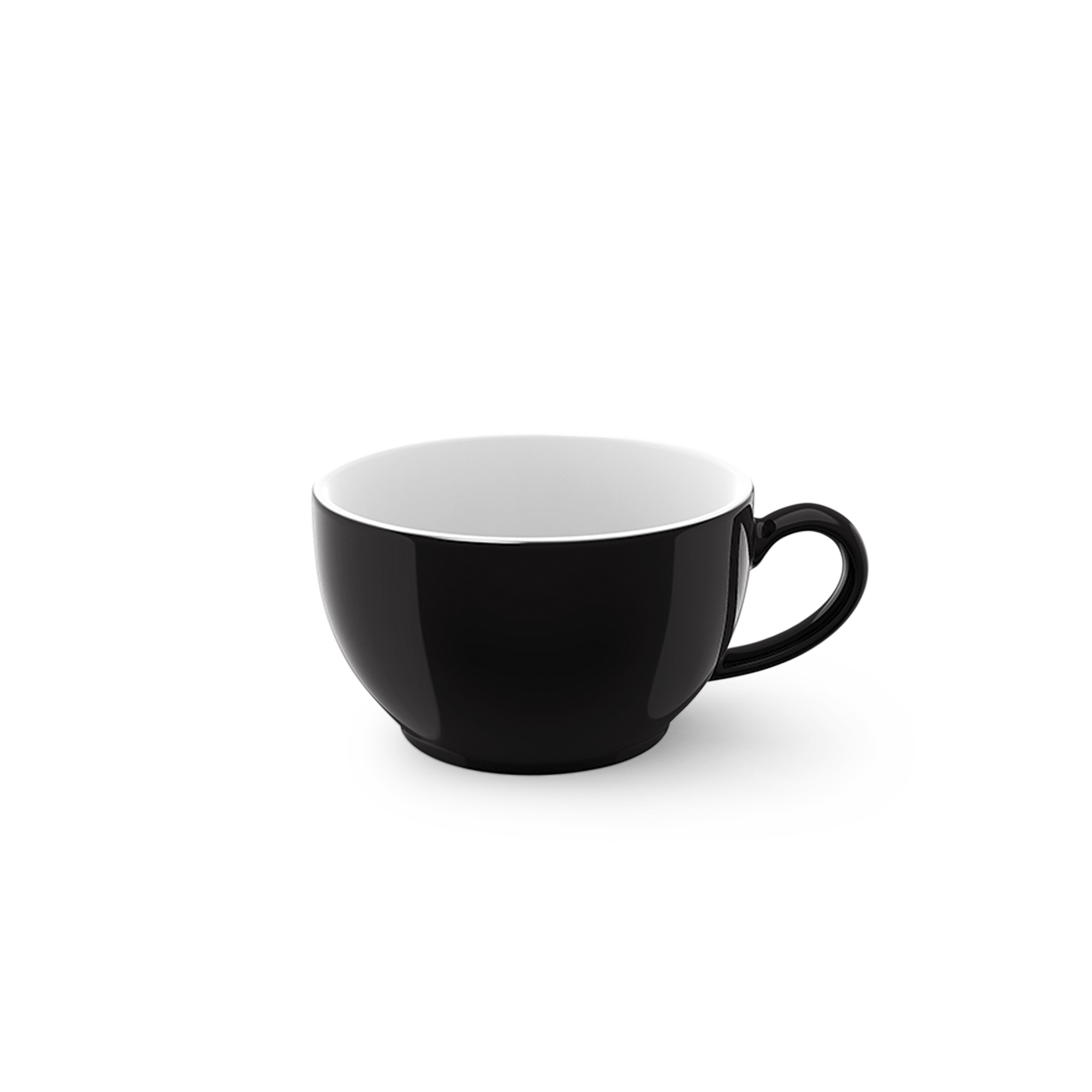 Das Bild zeigt eine schwarze Obertasse mit einem Fassungsvermögen von 0,25 Litern. Es handelt sich um die Solid Color Kaffee Obertasse.