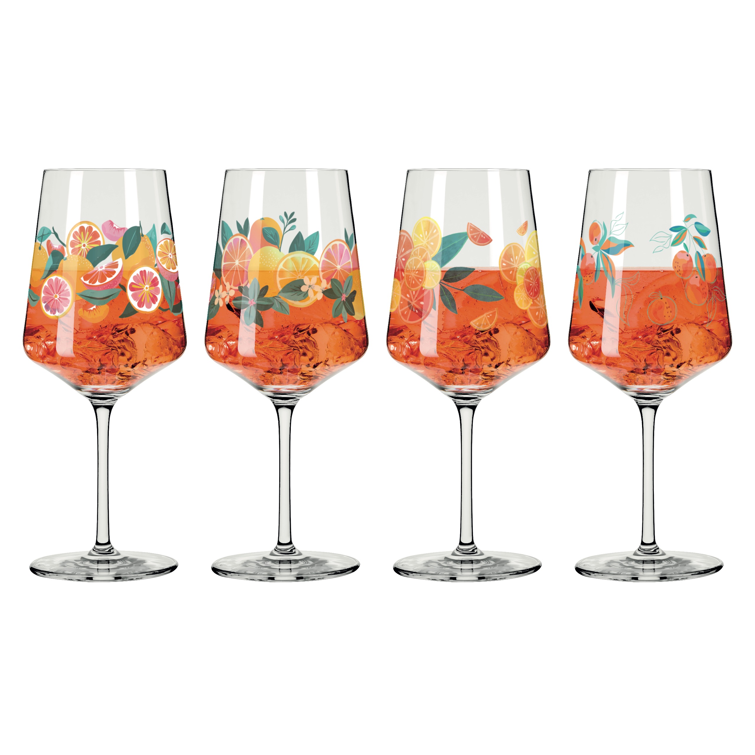 Hier ist das PROM Sommerrausch Aperizzo 4er-Set F25 zu sehen. Es eignet sich ideal für Sommerpartys.