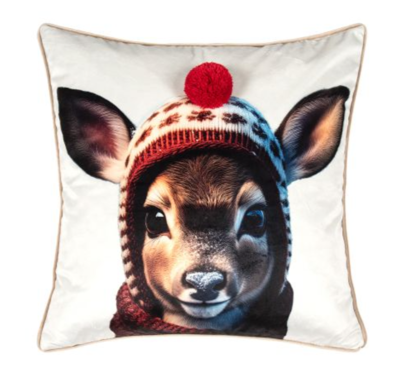 WINTER ANIMAL bambi ist ein Kissen in 40 x 40 cm mit einem Tiermotiv. Es verbreitet winterliche Stimmung und Gemütlichkeit.