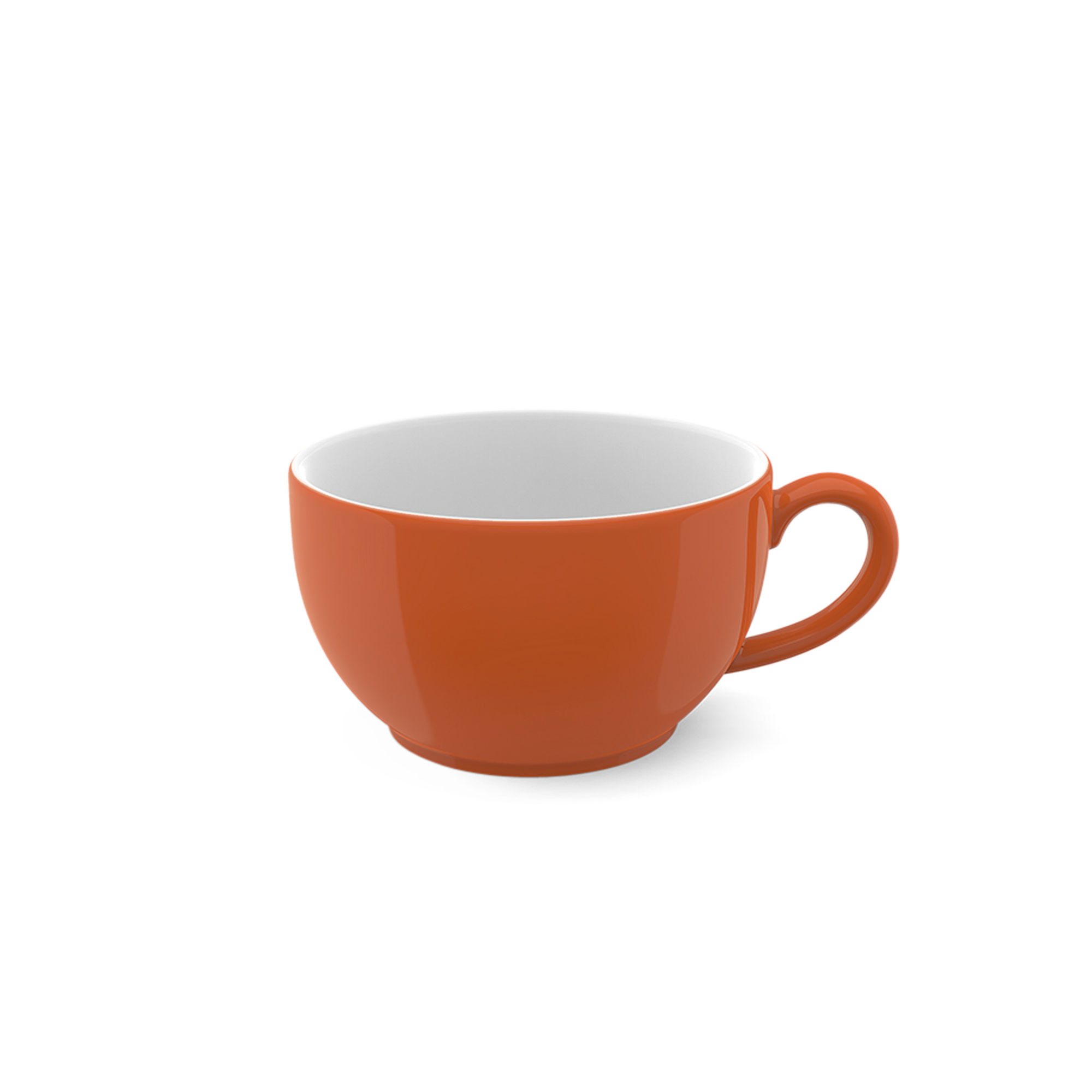 Zu sehen ist eine Cappuccino Obertasse mit 0,30 l Fassungsvermögen aus der Serie Koralle Solid Color. Die Tasse ist in einer kräftigen Korallenfarbe gehalten.