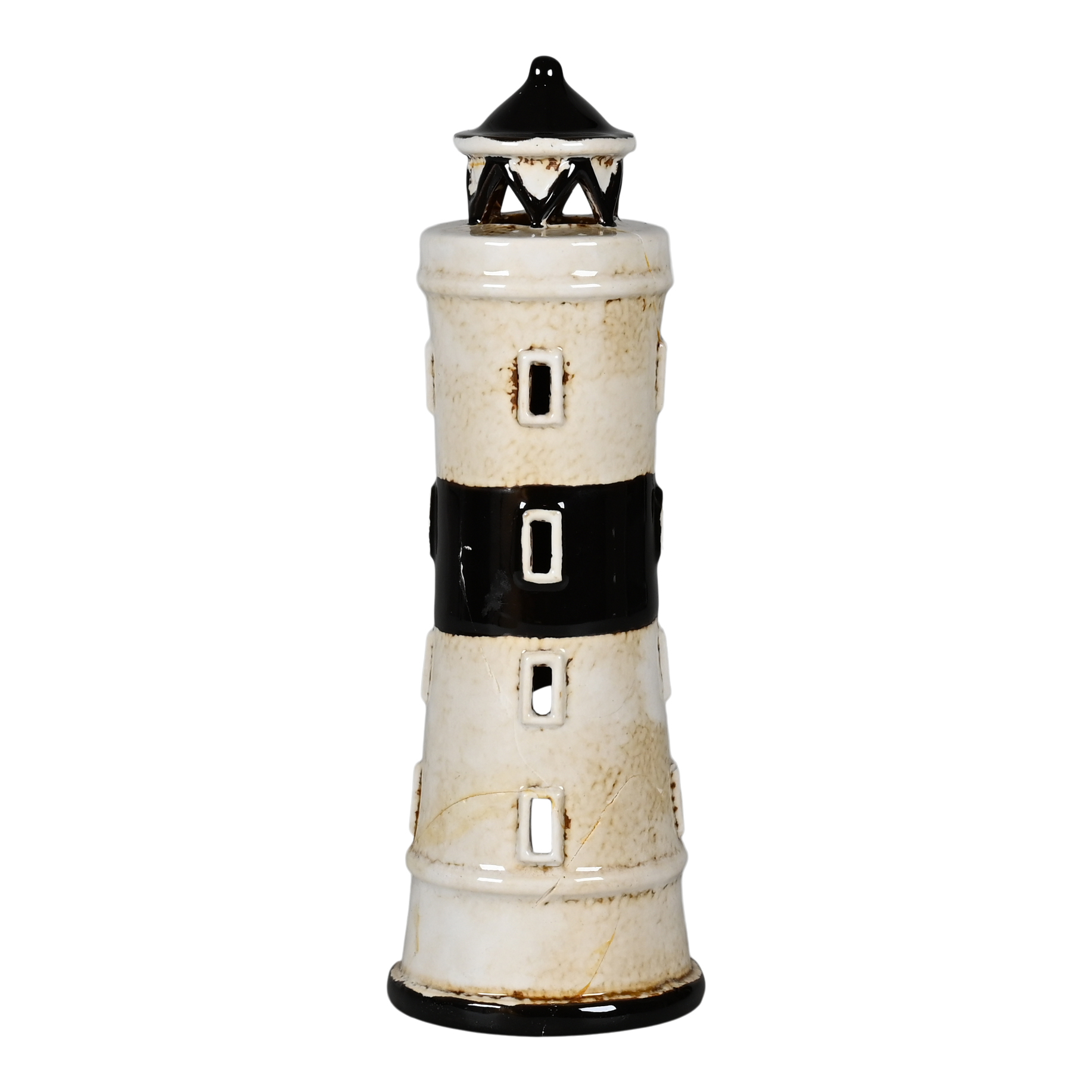 Ein weißes Keramikhaus für Teelichter, Größe 21x7x7 cm. Dieses Keramikhaus eignet sich für die Nutzung mit einem Teelicht.