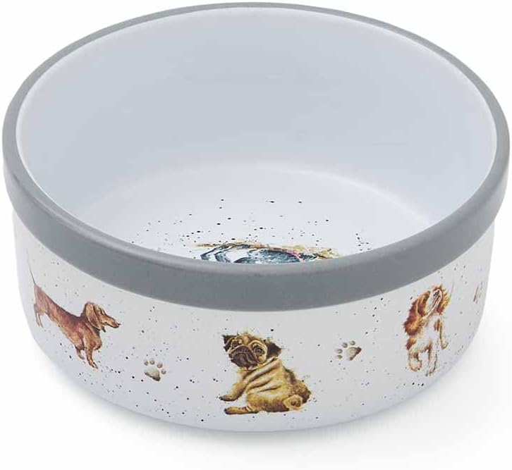 Dies ist ein Hundenapf mit einem Durchmesser von 15,4 cm. Der Napf eignet sich ideal für Futter oder Wasser für Hunde.