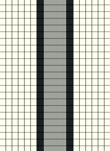 Das Bild zeigt ein Geschirrtuch mit einem karierten Muster in Schwarz und Weiß. In der Mitte verläuft ein breiter, schwarzer Streifen mit feinen Linien.