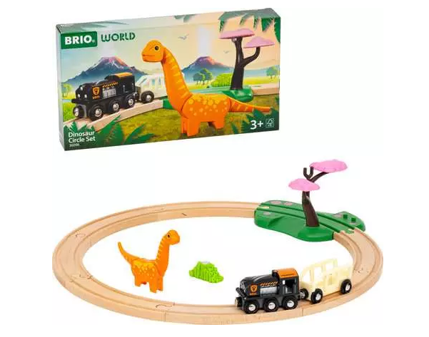 BRIO® Dinosaurier Bahn Set RW Sets bietet viel Spielspaß mit Schienen und Dinosauriern. Ideal für kleine Eisenbahnfans.