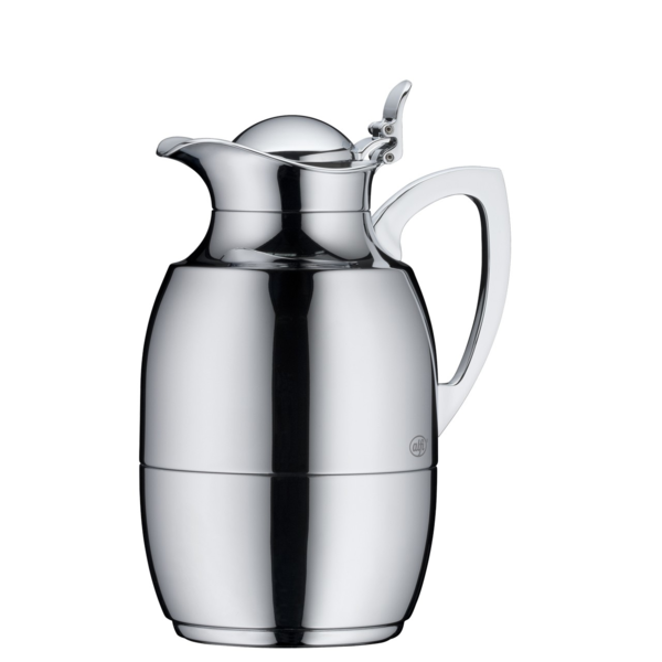 Zu sehen ist ein Produkt mit dem Namen 1918000065_IM_bigweb_alfi-1918000065-juwel-isolierkanne-chrome-plated-650ml-1_jpg. Vermutlich handelt es sich um eine Isolierkanne mit Chrom-Beschichtung.