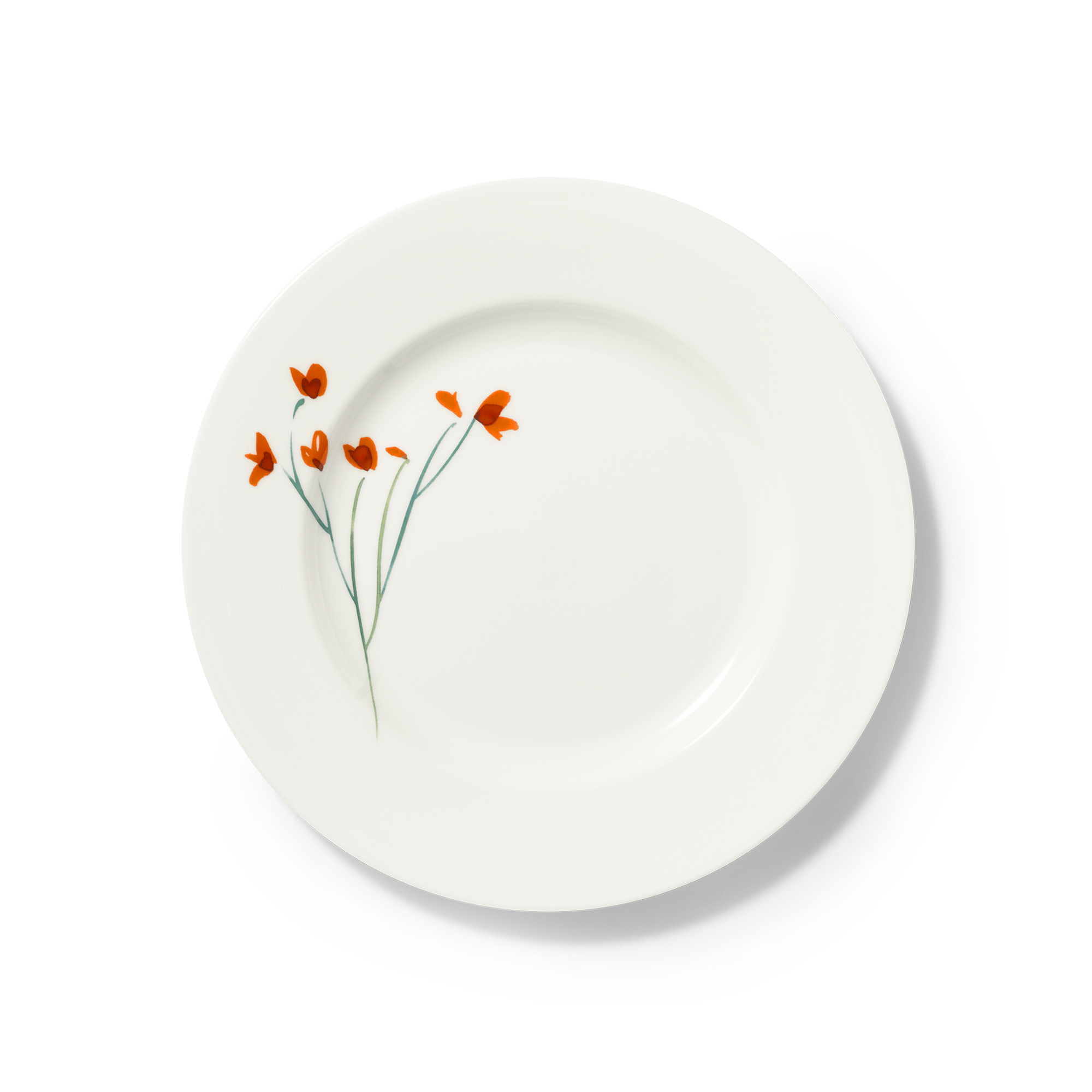 Flacher Teller mit 26,5 cm Durchmesser aus der Serie Impression Blume Rot Fine Bone China. Das Produkt zeigt ein elegantes Blumenmotiv in Rot.