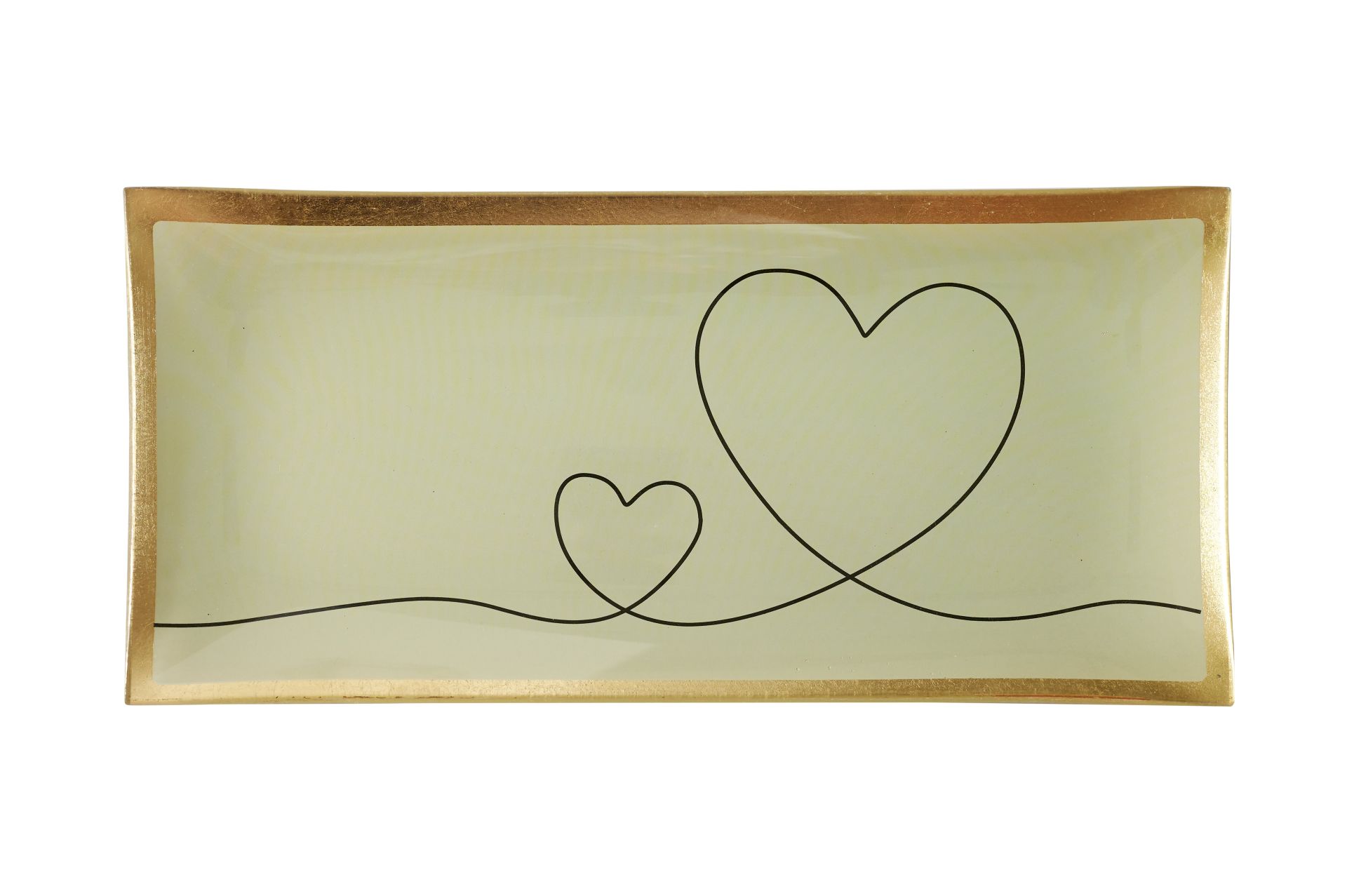 Love Plates, Glasteller L, Herzen, hellgrau ist ein großer, hellgrauer Glasteller mit Herzmotiven. Das Produkt strahlt Eleganz und Liebe aus.