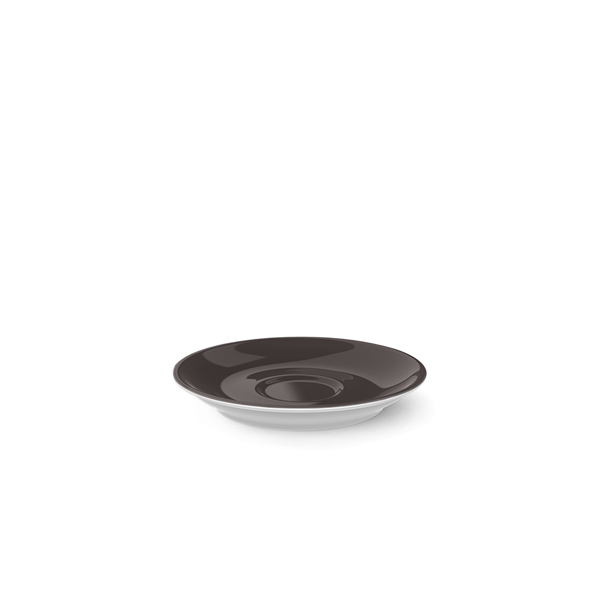 Dieses Foto zeigt die Espresso Untertasse Classico 12 cm Umbra Solid Col. Die Untertasse ist ideal zum Servieren von Espressotassen.
