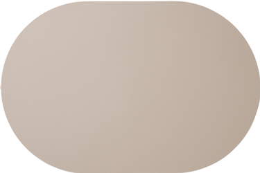Das Bild zeigt eine ovale, beige Fläche auf weißem Hintergrund. Die Form wirkt schlicht und einfarbig.