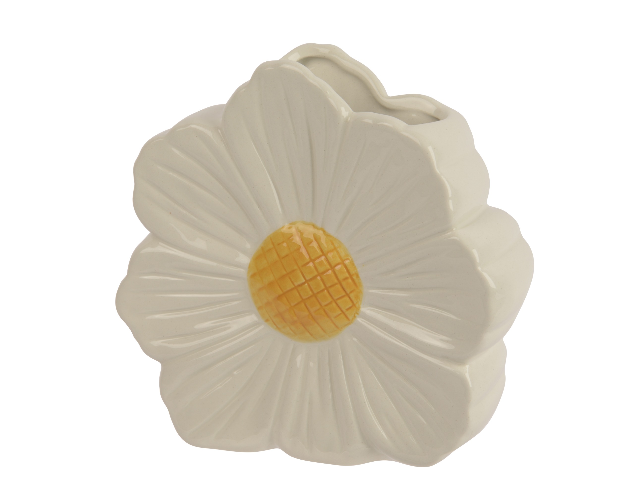 Hier ist eine Vase aus Dolomit in Weiß abgebildet. Die Vase eignet sich gut für Blumenarrangements.